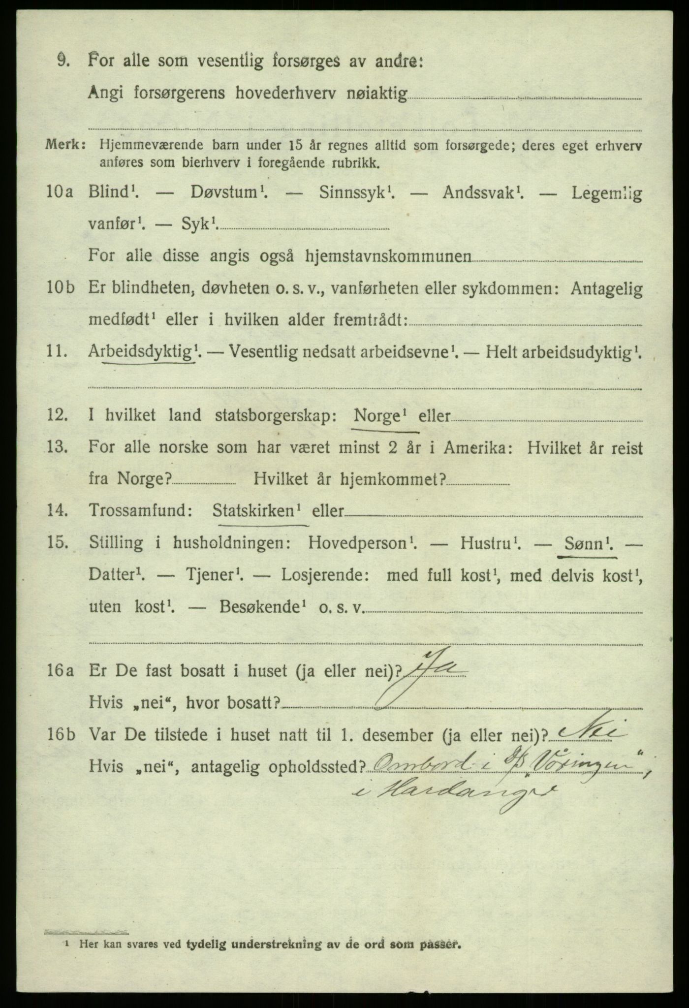 SAB, 1920 census for Strandvik, 1920, p. 4325