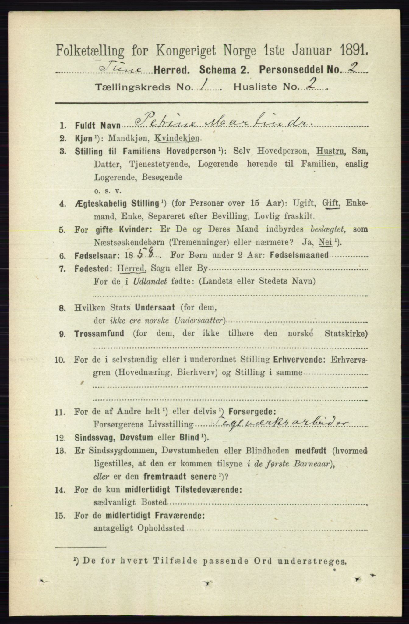 RA, 1891 census for 0130 Tune, 1891, p. 142