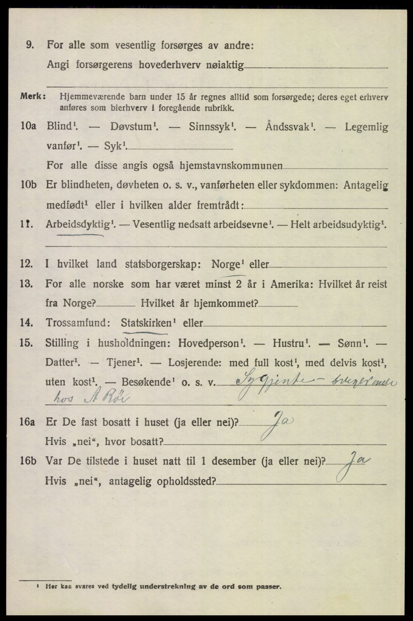 SAH, 1920 census for Tolga, 1920, p. 1496