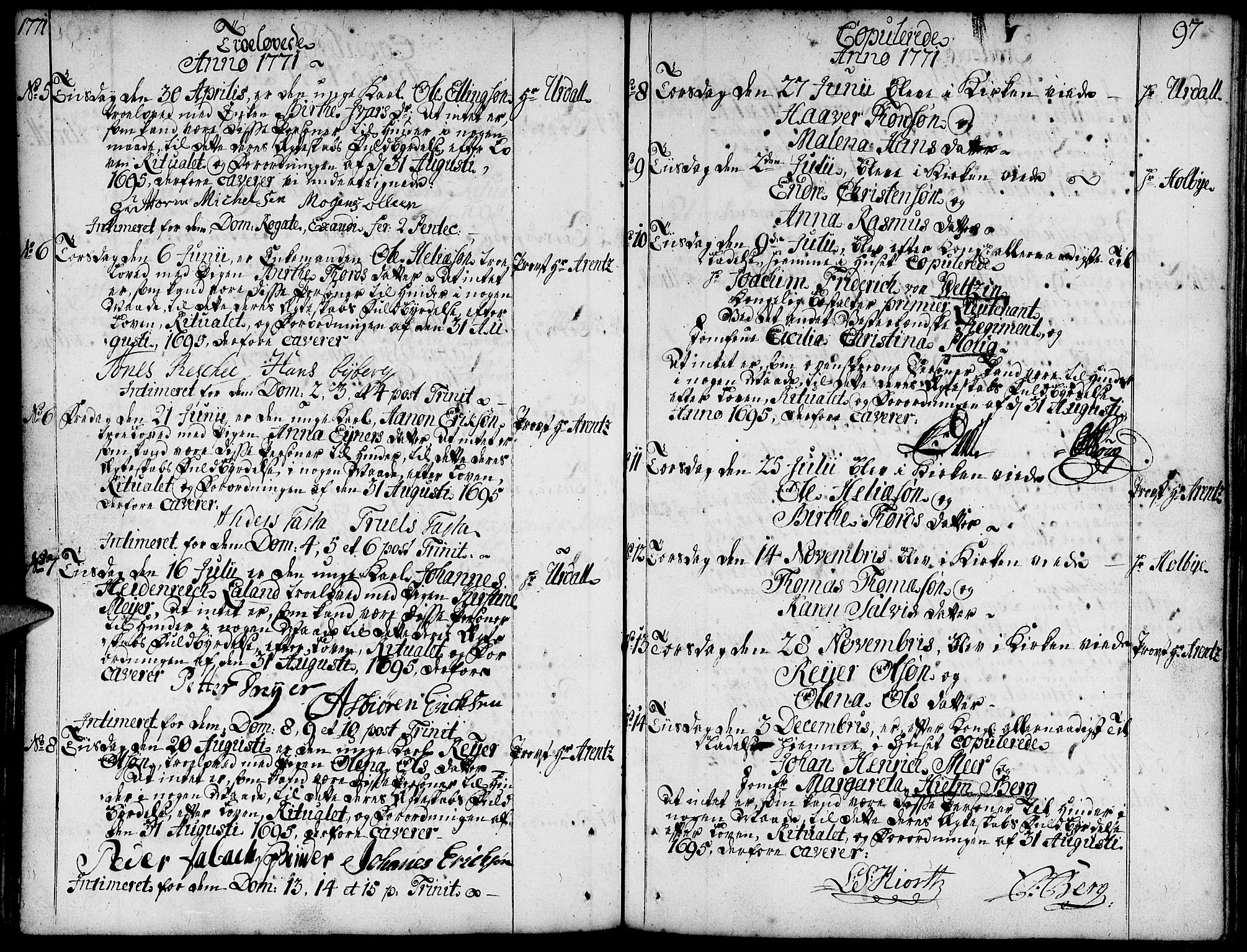 Domkirken sokneprestkontor, SAST/A-101812/001/30/30BA/L0004: Parish register (official) no. A 4, 1744-1782, p. 97