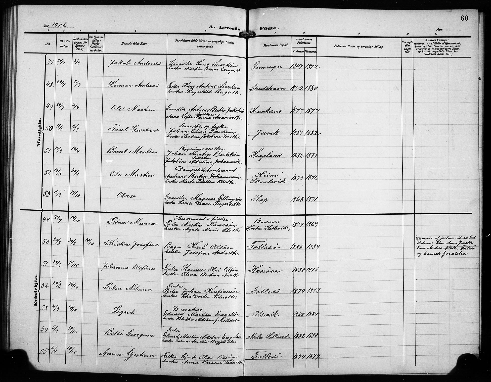 Askøy Sokneprestembete, AV/SAB-A-74101/H/Ha/Hab/Haba/L0010: Parish register (copy) no. A 10, 1903-1907, p. 60