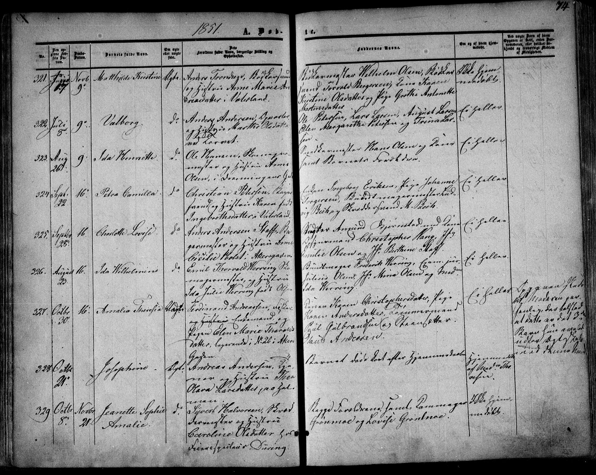 Oslo domkirke Kirkebøker, SAO/A-10752/F/Fa/L0014: Parish register (official) no. 14, 1850-1857, p. 74