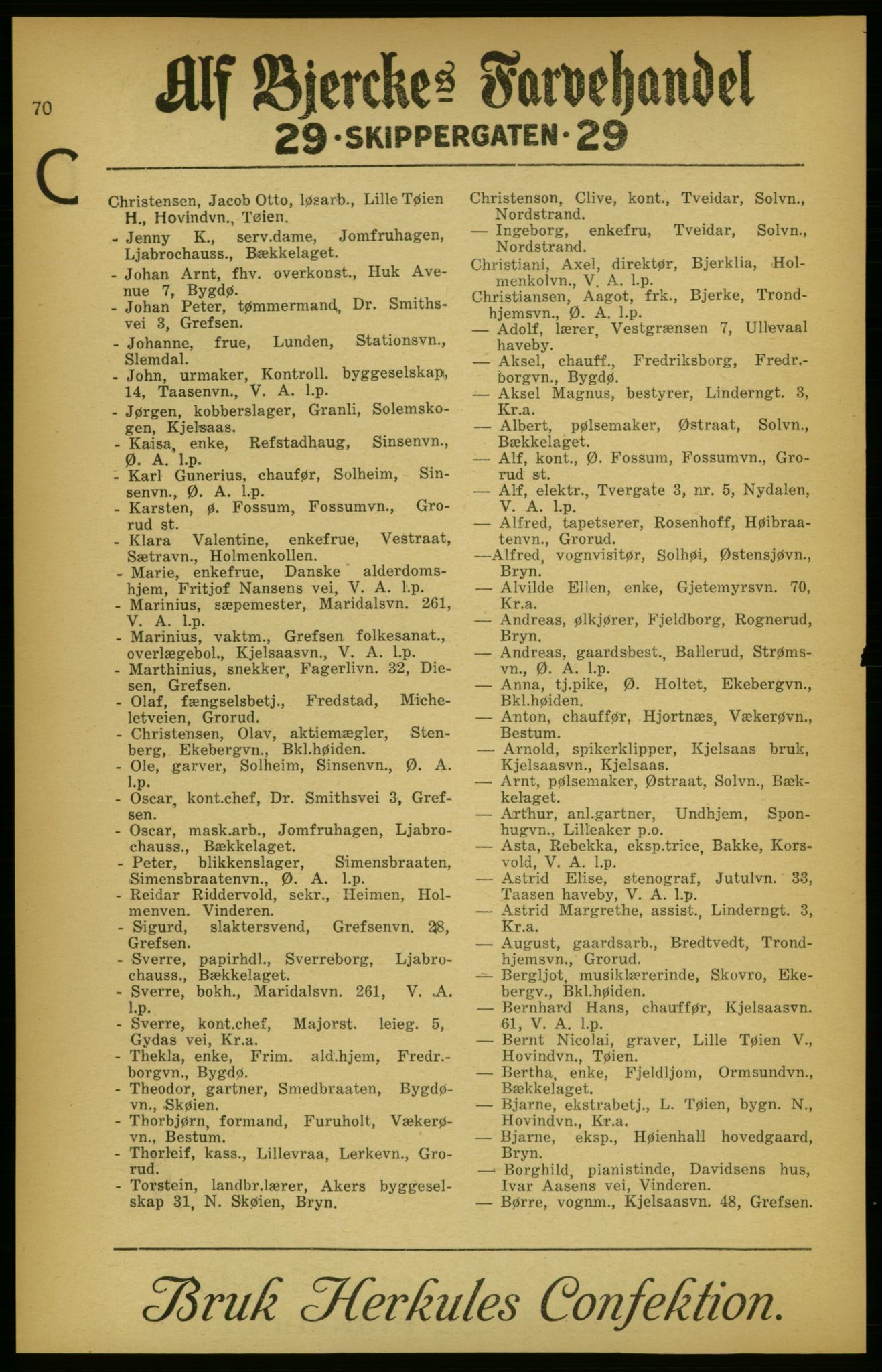 Aker adressebok/adressekalender, PUBL/001/A/003: Akers adressekalender, 1924-1925, p. 70