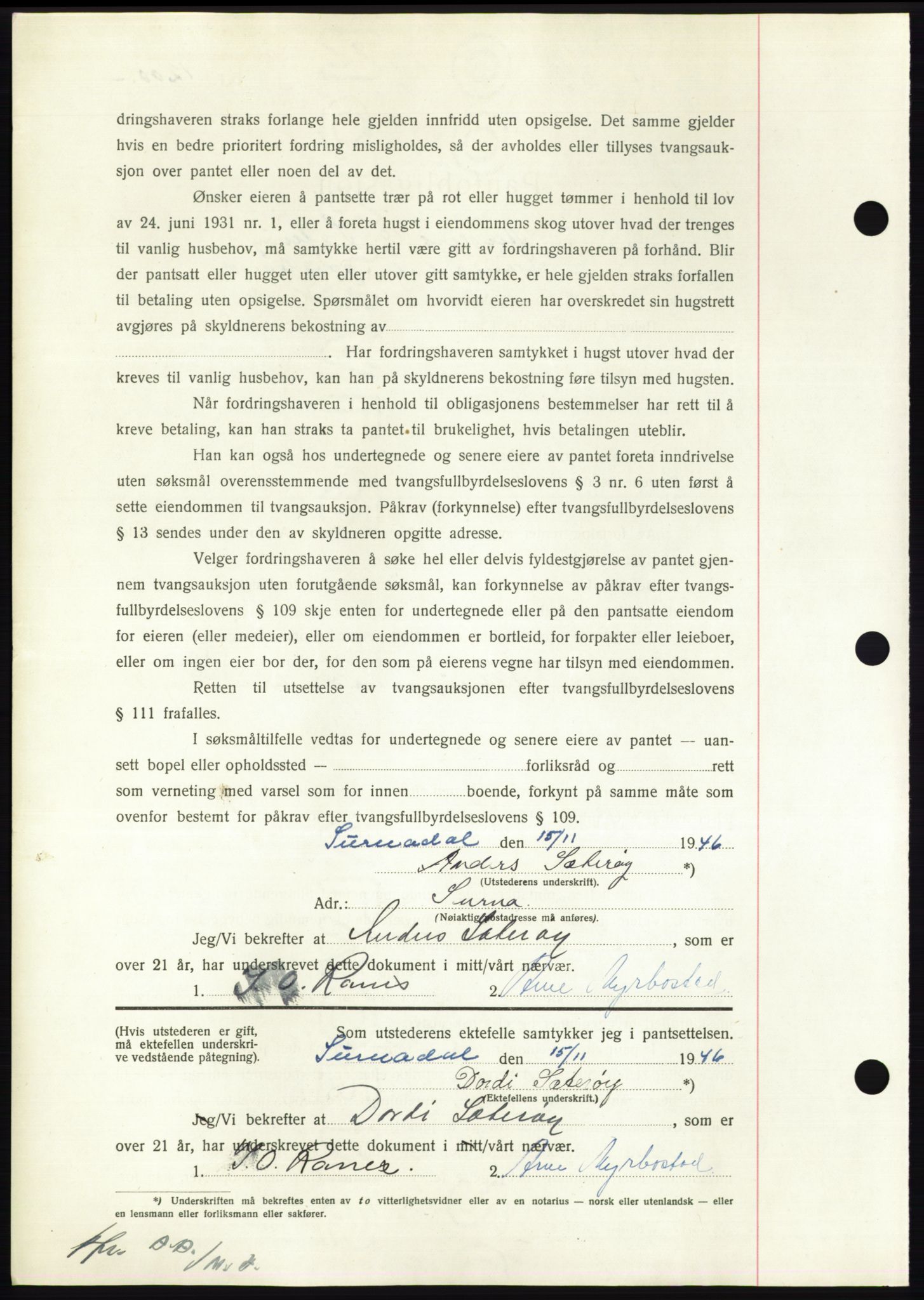 Nordmøre sorenskriveri, AV/SAT-A-4132/1/2/2Ca: Mortgage book no. B95, 1946-1947, Diary no: : 2473/1946