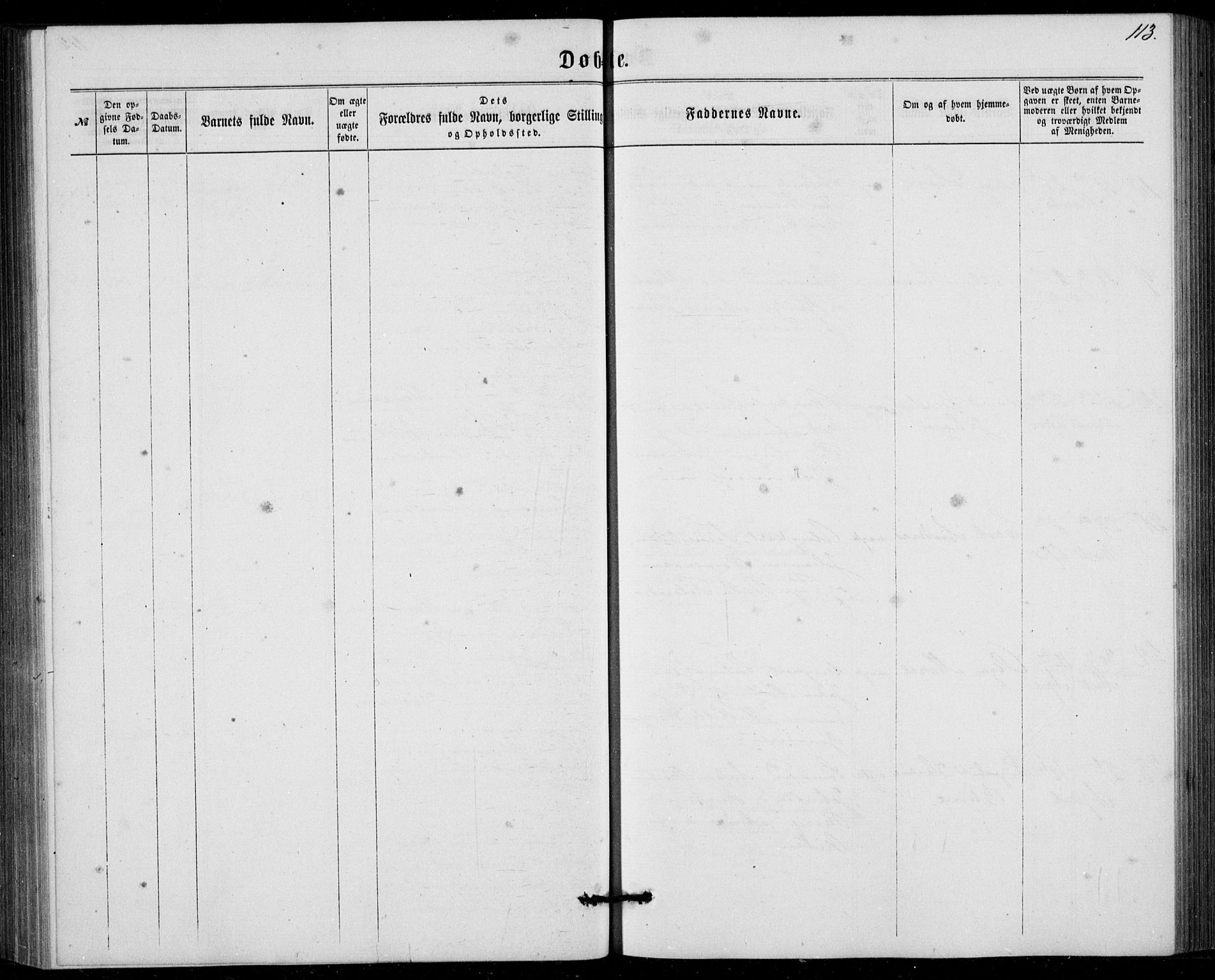 Fødselsstiftelsens sokneprestembete, ført av overlegen*, SAB/-: Parish register (official) no. A 1, 1863-1883, p. 113