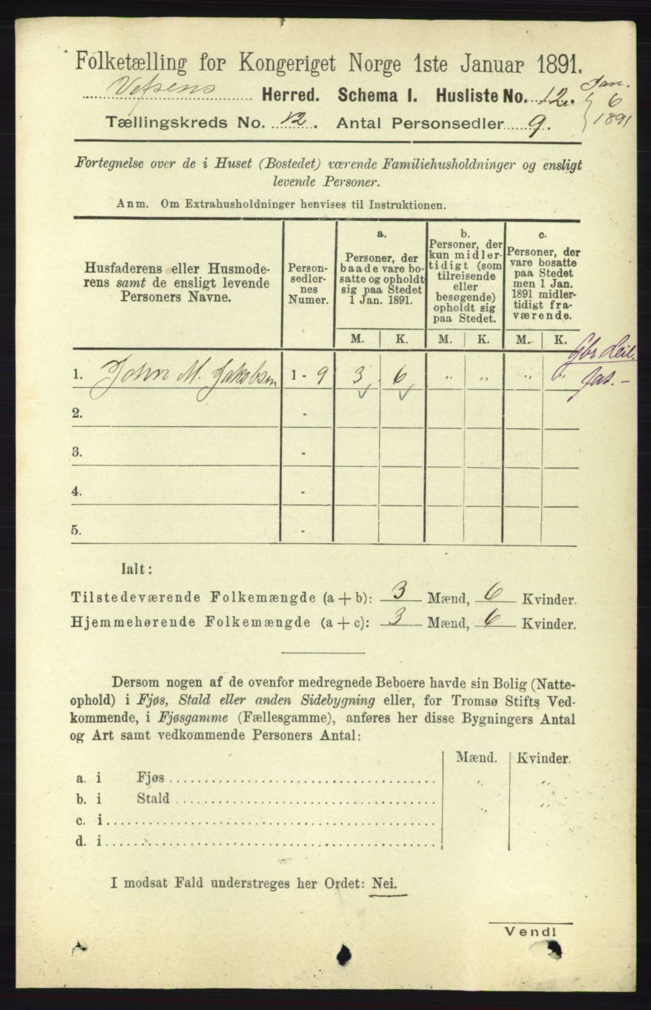 RA, 1891 census for 1824 Vefsn, 1891, p. 6067