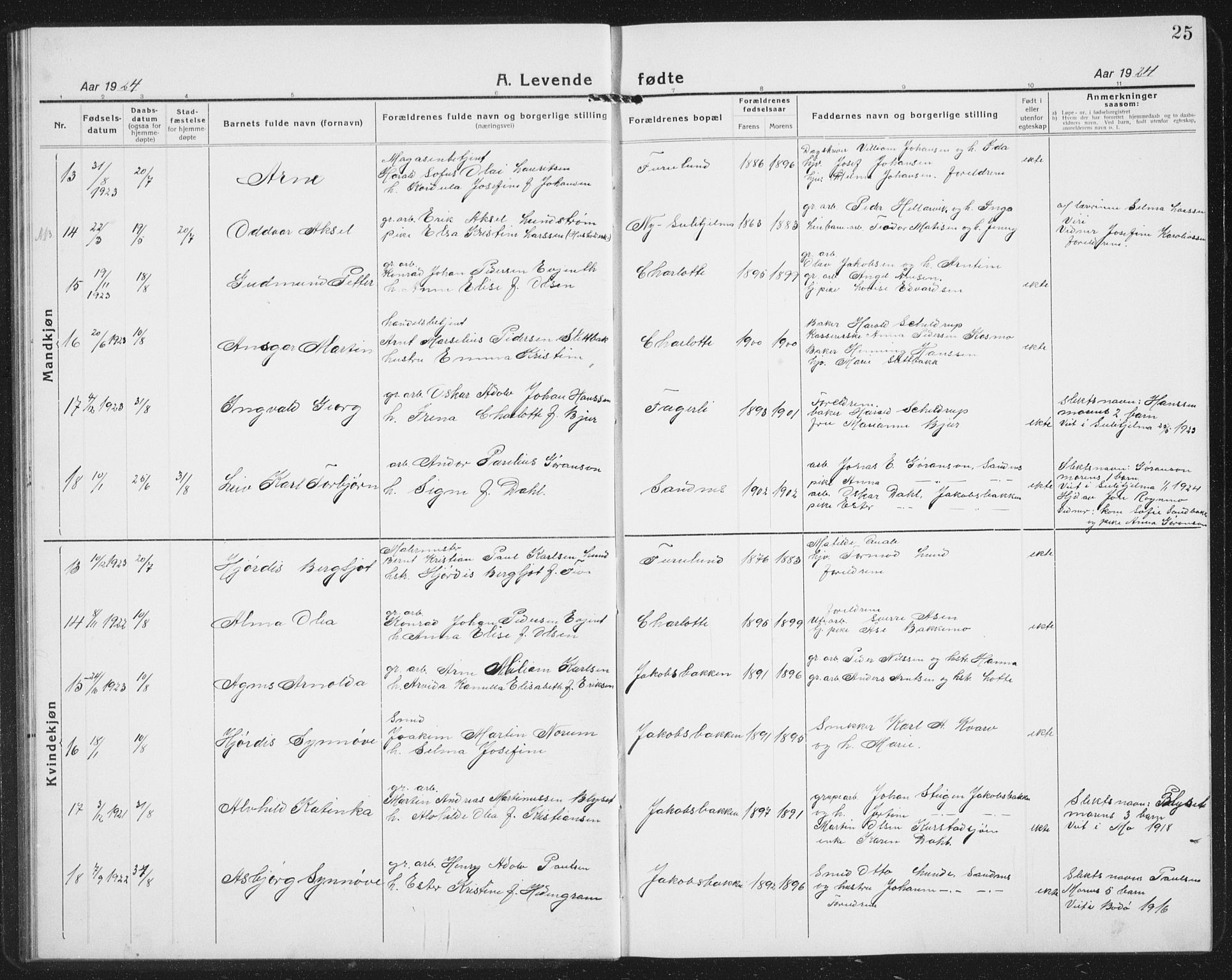 Ministerialprotokoller, klokkerbøker og fødselsregistre - Nordland, AV/SAT-A-1459/850/L0718: Parish register (copy) no. 850C02, 1921-1941, p. 25