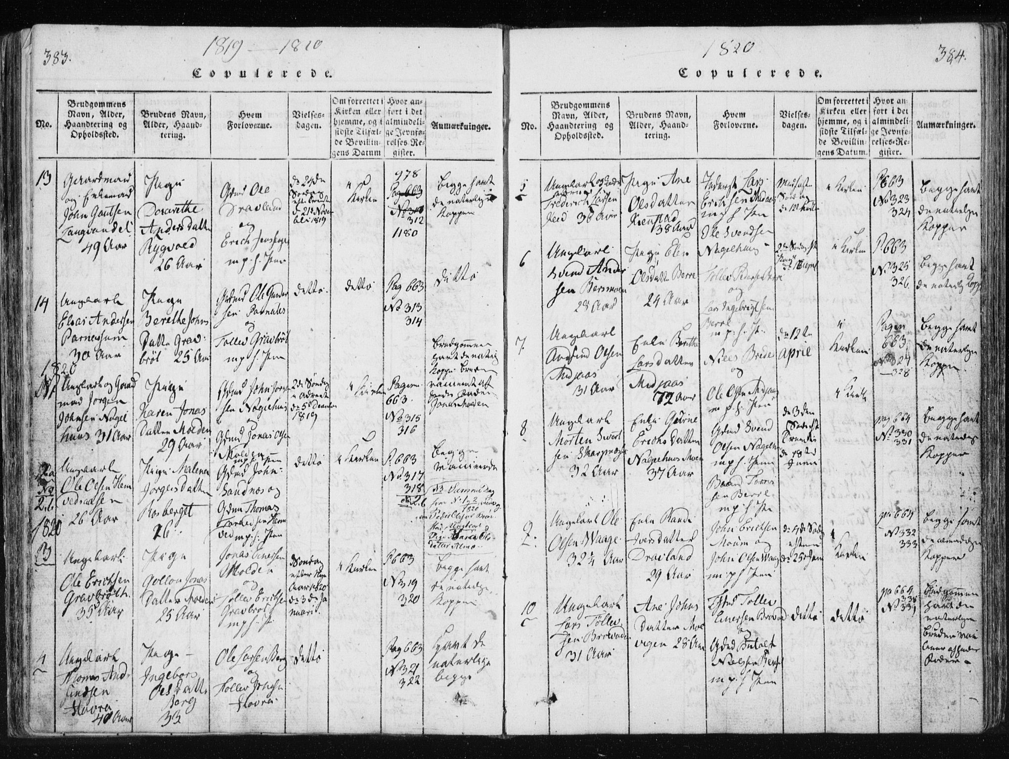Ministerialprotokoller, klokkerbøker og fødselsregistre - Nord-Trøndelag, SAT/A-1458/749/L0469: Parish register (official) no. 749A03, 1817-1857, p. 383-384