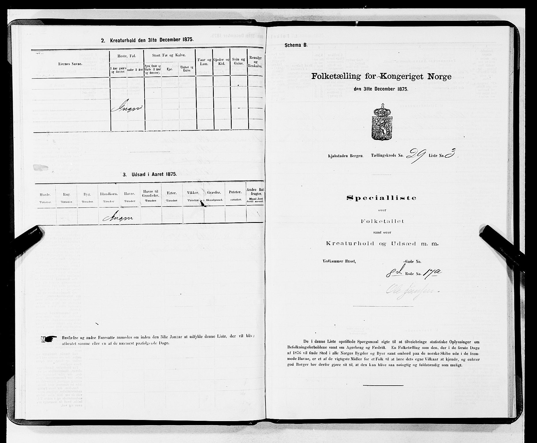 SAB, 1875 census for 1301 Bergen, 1875, p. 1461