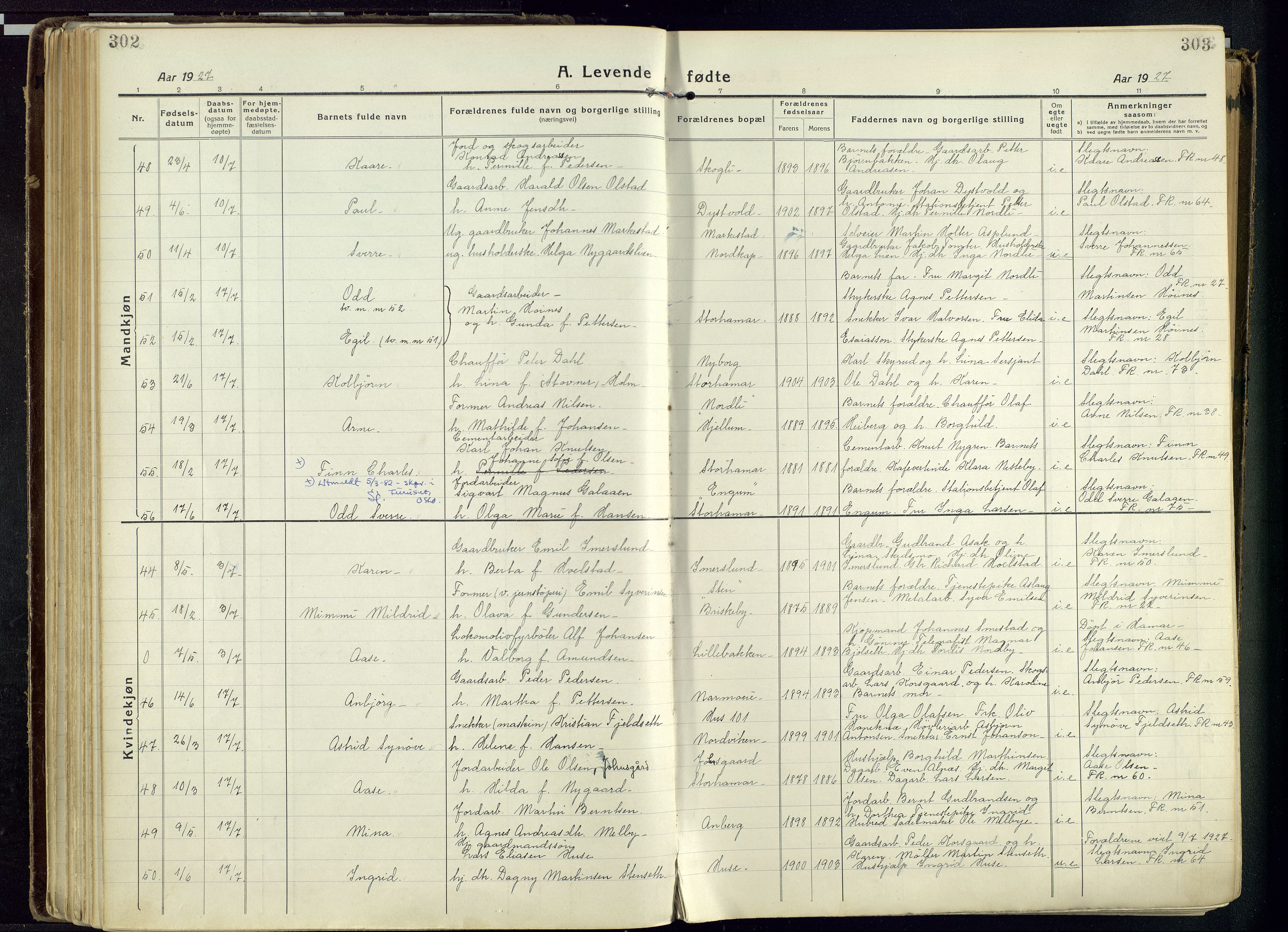 Vang prestekontor, Hedmark, AV/SAH-PREST-008/H/Ha/Haa/L0022: Parish register (official) no. 22, 1918-1944, p. 302-303