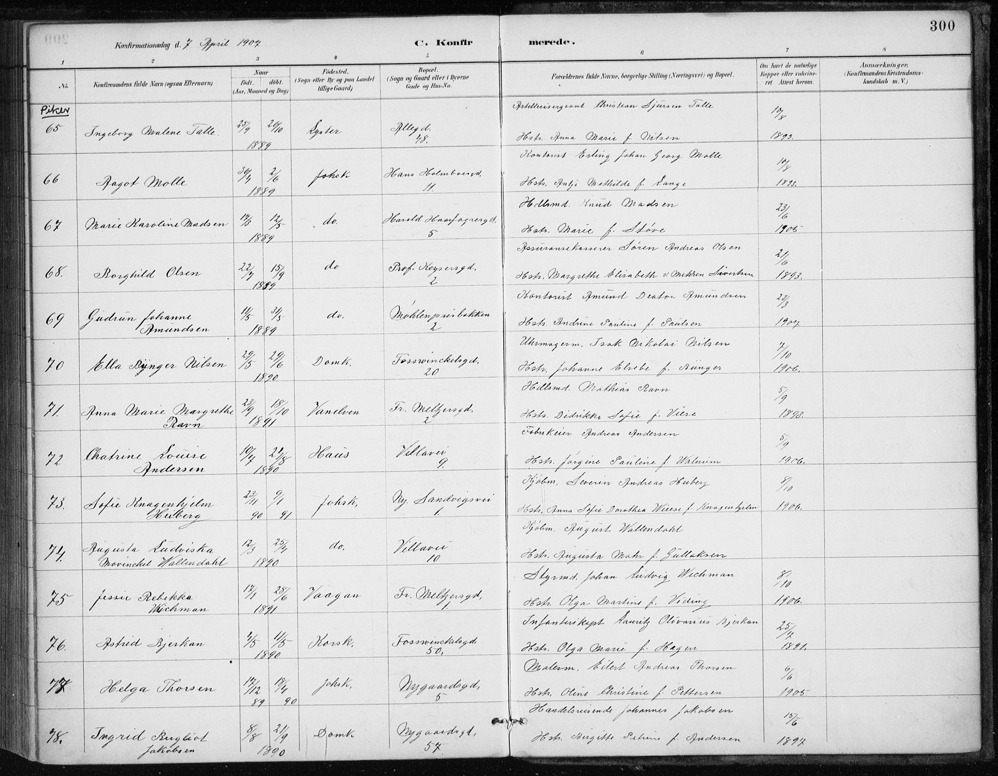 Johanneskirken sokneprestembete, AV/SAB-A-76001/H/Haa/L0008: Parish register (official) no. C 1, 1885-1907, p. 300