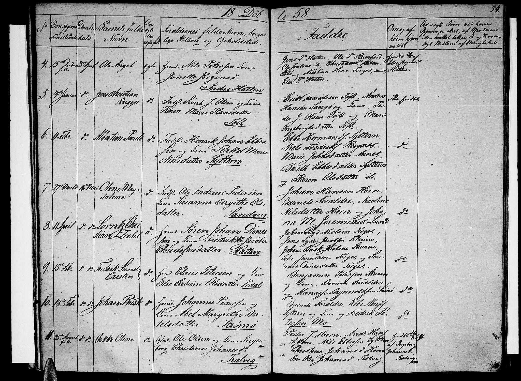 Ministerialprotokoller, klokkerbøker og fødselsregistre - Nordland, SAT/A-1459/813/L0211: Parish register (copy) no. 813C03, 1842-1863, p. 54