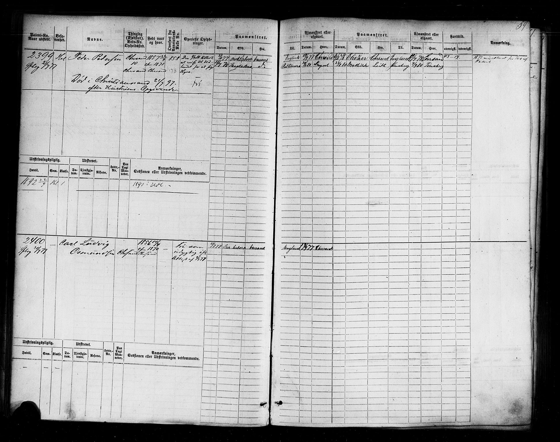 Kristiansand mønstringskrets, AV/SAK-2031-0015/F/Fb/L0006: Hovedrulle nr 2283-3048, I-13, 1876-1915, p. 62