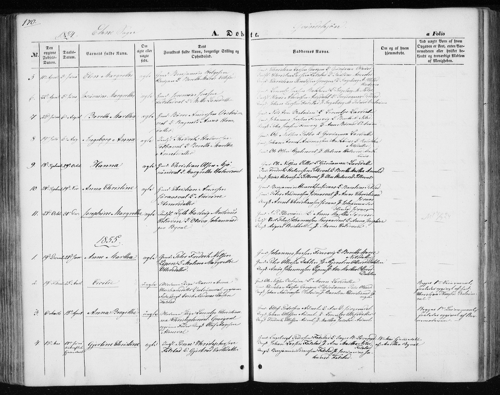 Ministerialprotokoller, klokkerbøker og fødselsregistre - Nord-Trøndelag, AV/SAT-A-1458/717/L0154: Parish register (official) no. 717A07 /3, 1850-1862, p. 170