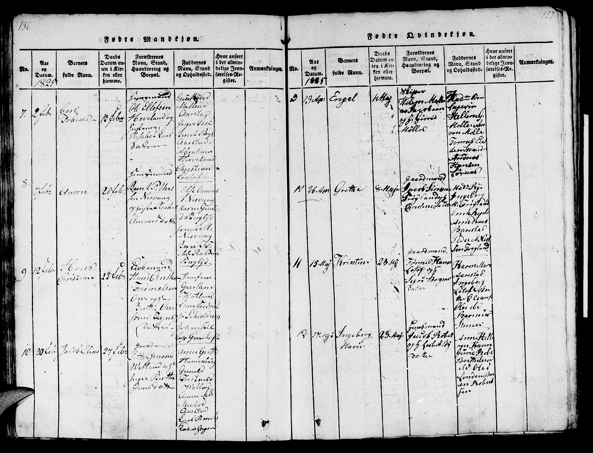 Sokndal sokneprestkontor, AV/SAST-A-101808: Parish register (official) no. A 6, 1815-1826, p. 156-157