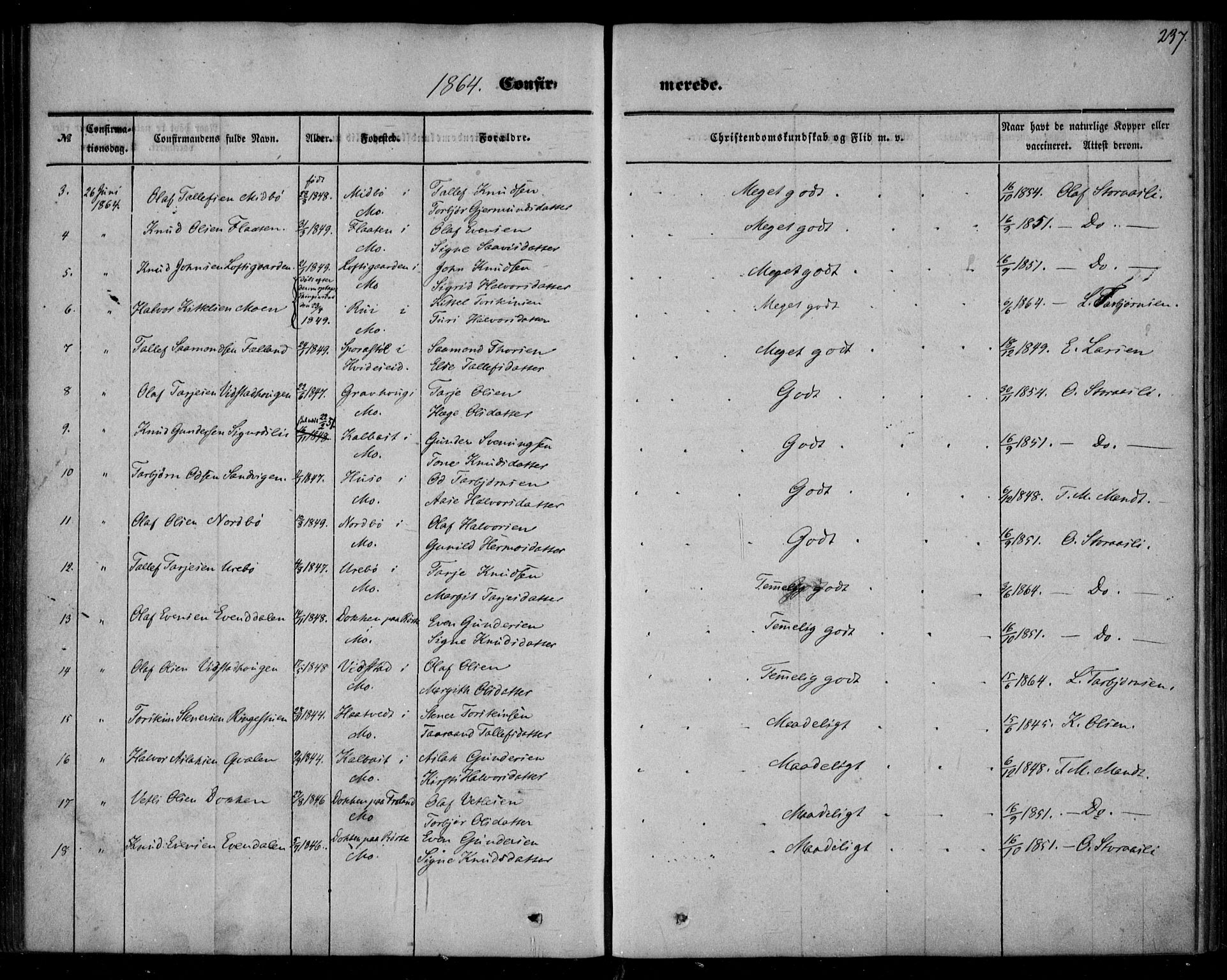 Mo kirkebøker, SAKO/A-286/F/Fa/L0005: Parish register (official) no. I 5, 1844-1864, p. 237