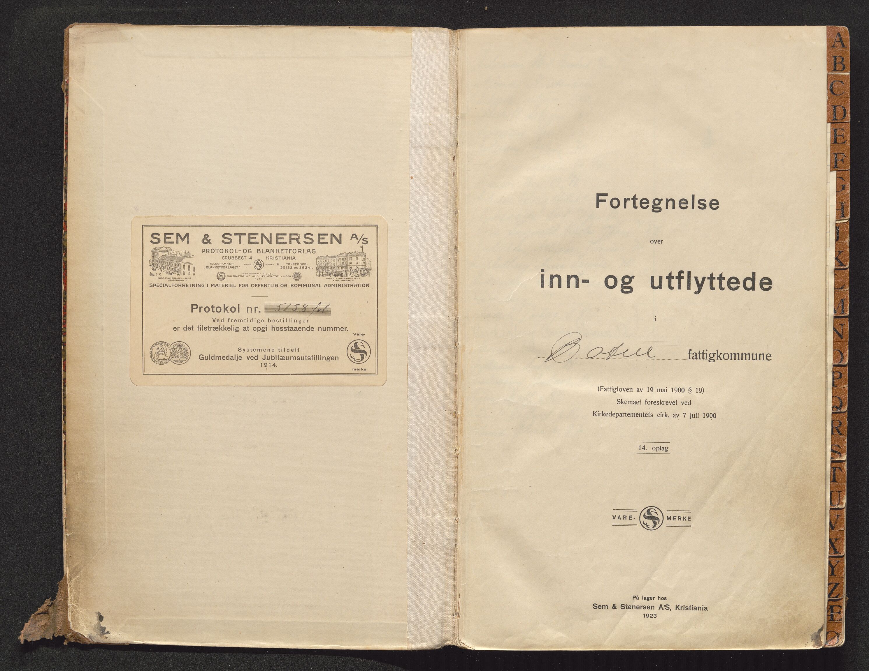 Botne lensmannskontor, AV/SAKO-A-534/O/Oa/L0005: Protokoll over inn- og utflyttede, 1925-1936