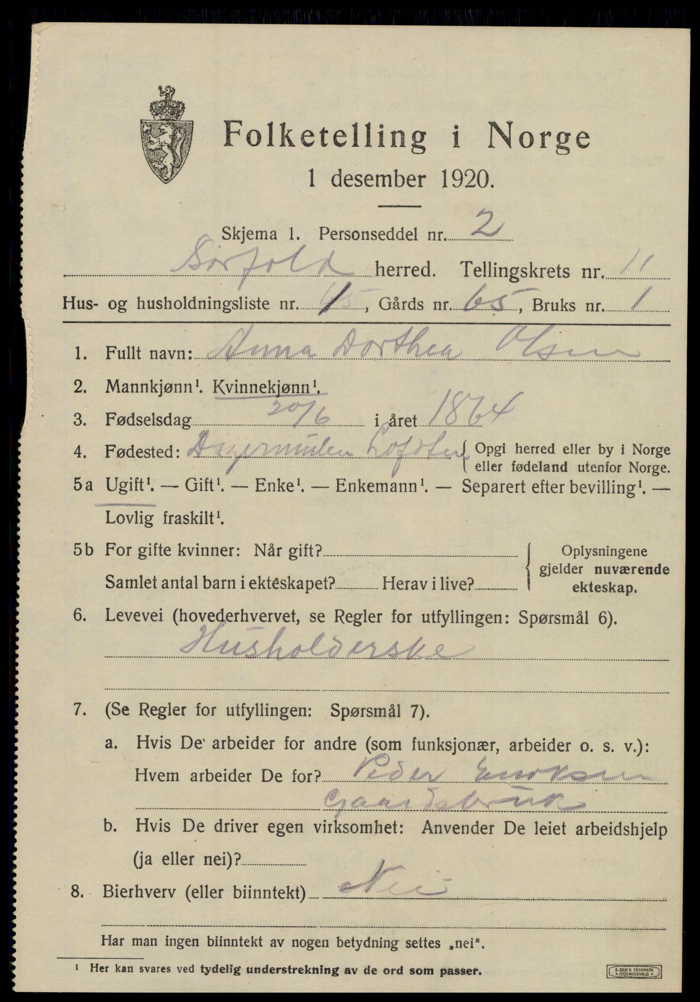 SAT, 1920 census for Sørfold, 1920, p. 5645