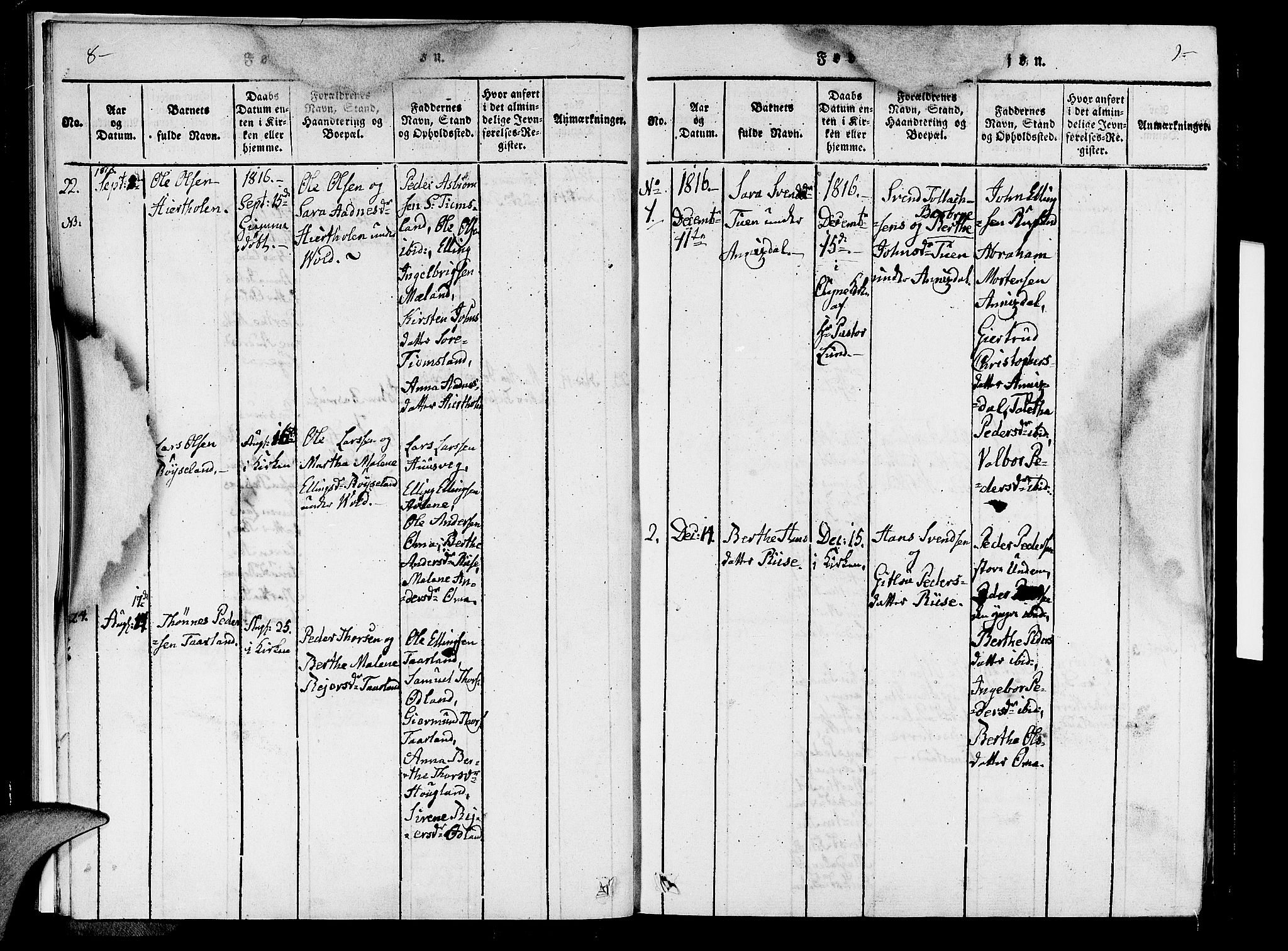 Hå sokneprestkontor, SAST/A-101801/001/30BA/L0003: Parish register (official) no. A 3, 1815-1825, p. 8-9