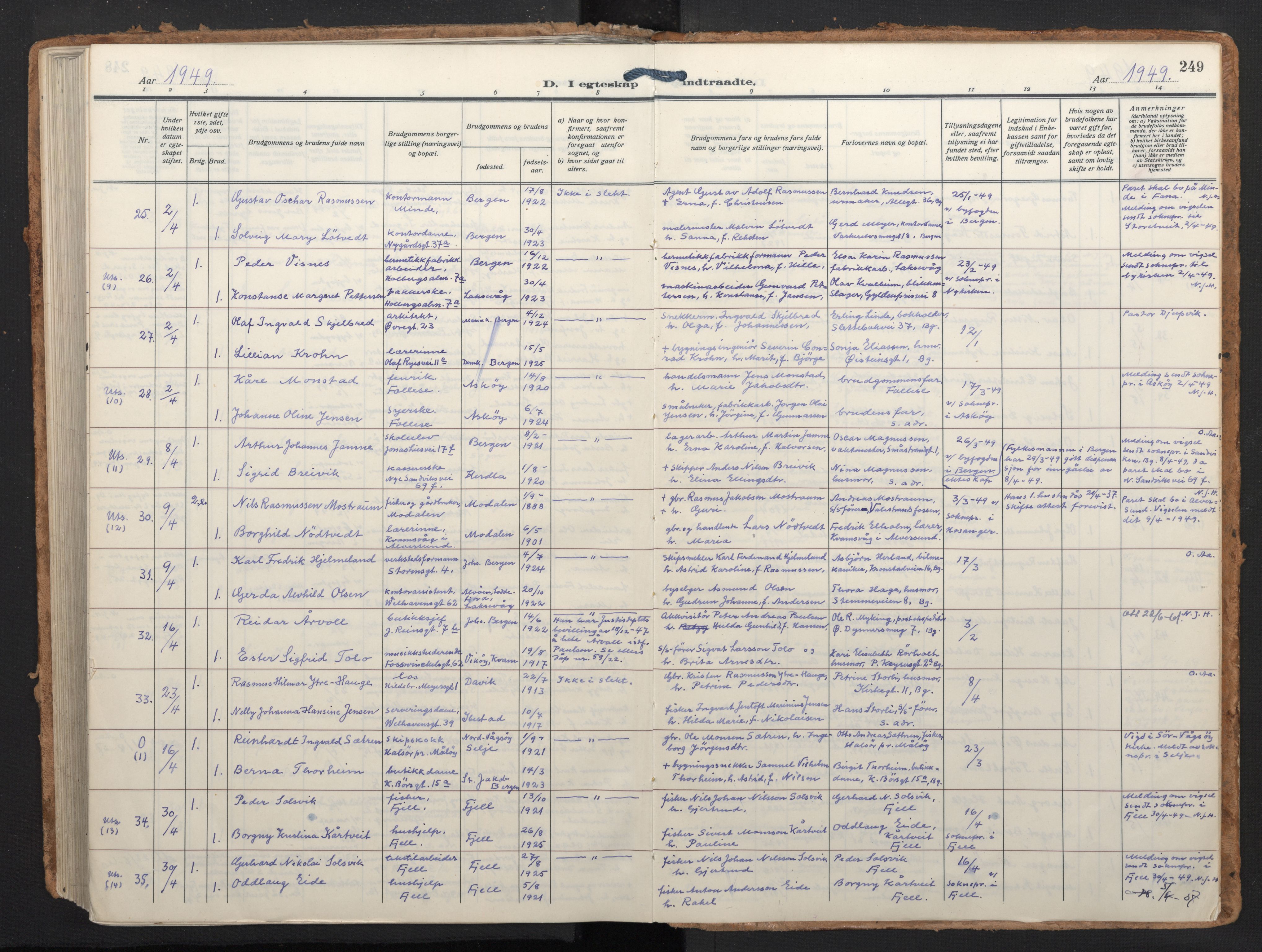 Johanneskirken sokneprestembete, SAB/A-76001/H/Haa/L0014: Parish register (official) no. D 3, 1929-1949, p. 248b-249a