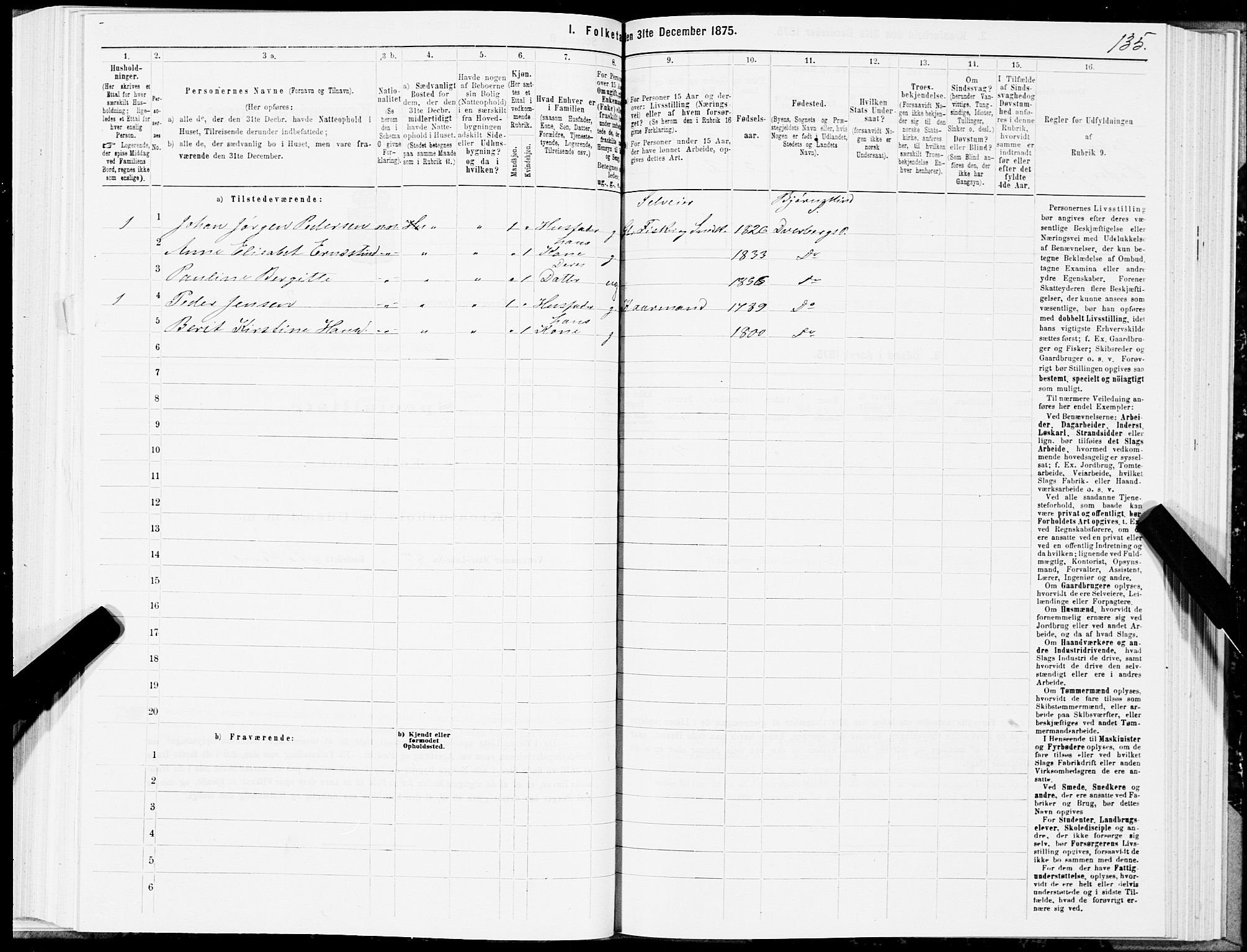 SAT, 1875 census for 1872P Dverberg, 1875, p. 1135