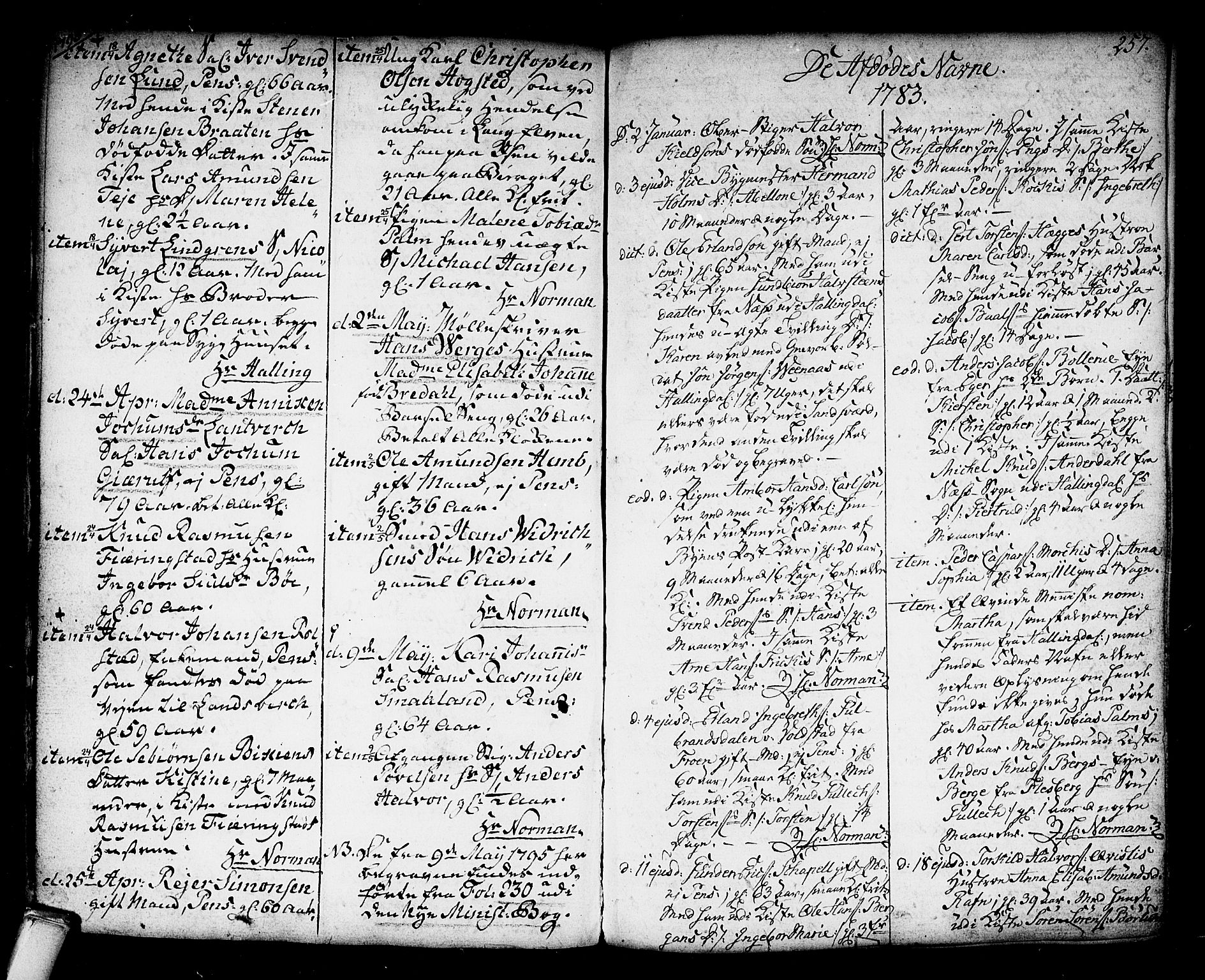 Kongsberg kirkebøker, SAKO/A-22/F/Fa/L0006: Parish register (official) no. I 6, 1783-1797, p. 257