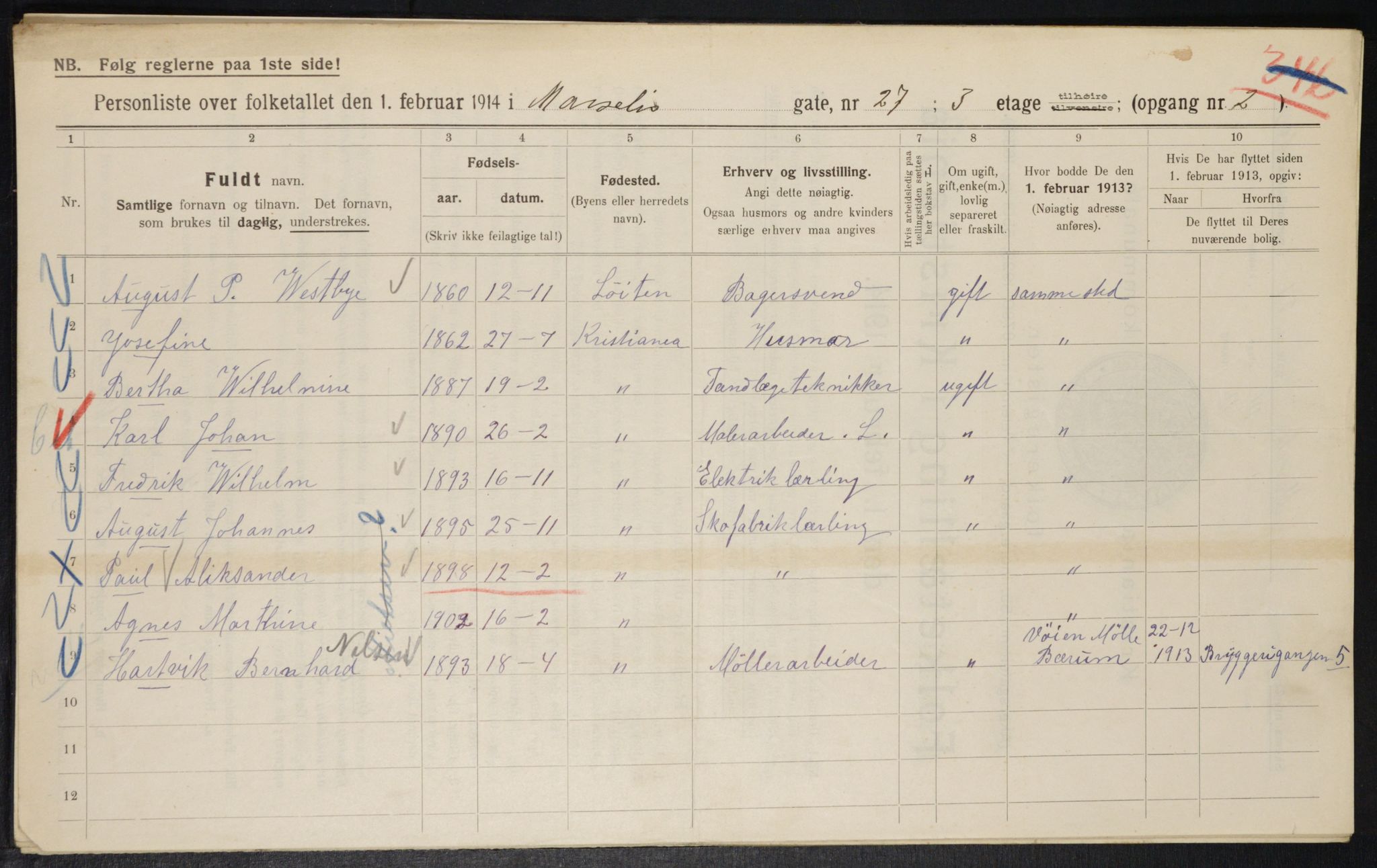 OBA, Municipal Census 1914 for Kristiania, 1914, p. 64517