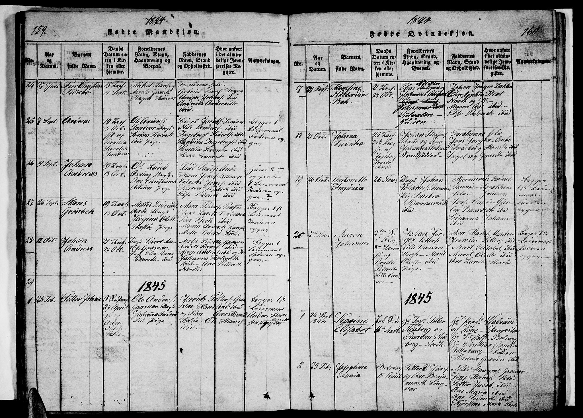 Ministerialprotokoller, klokkerbøker og fødselsregistre - Nordland, AV/SAT-A-1459/834/L0510: Parish register (copy) no. 834C01, 1820-1847, p. 159-160