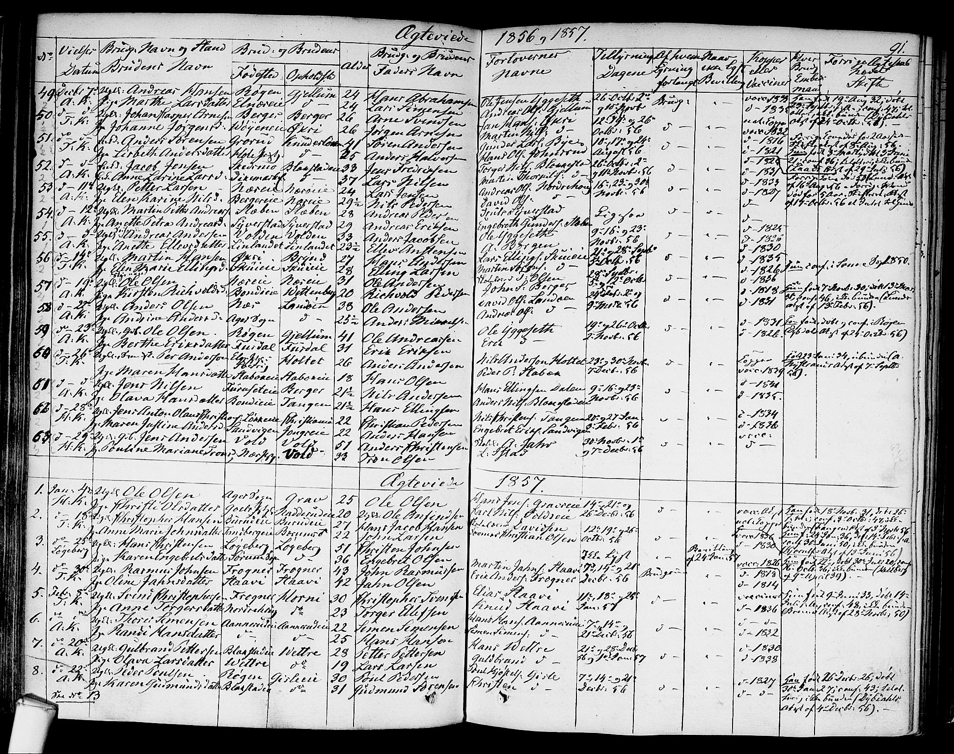 Asker prestekontor Kirkebøker, SAO/A-10256a/F/Fa/L0010: Parish register (official) no. I 10, 1825-1878, p. 91