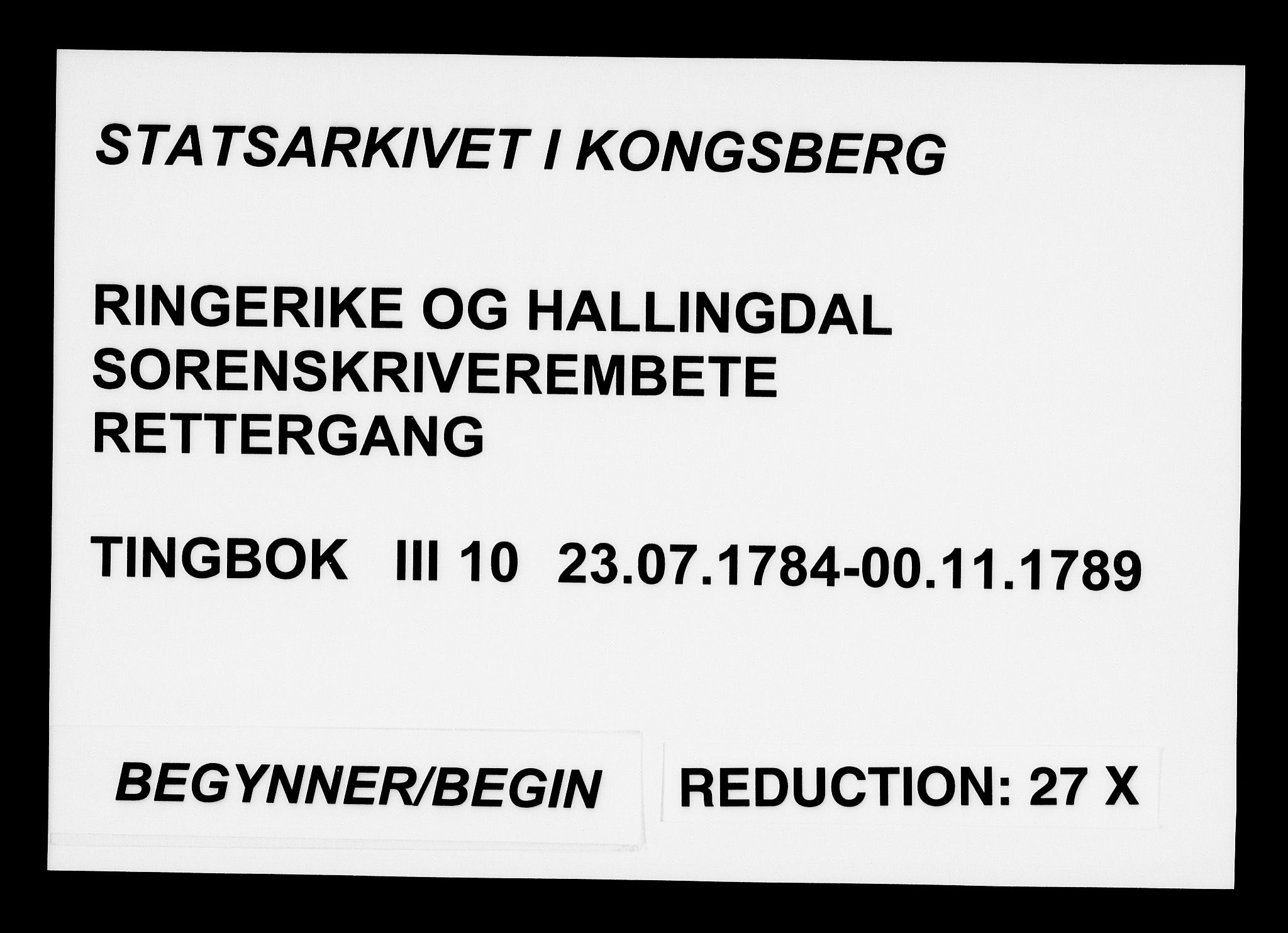 Ringerike og Hallingdal sorenskriveri, SAKO/A-81/F/Fa/Fac/L0010: Tingbok - Ringerike, 1784-1789
