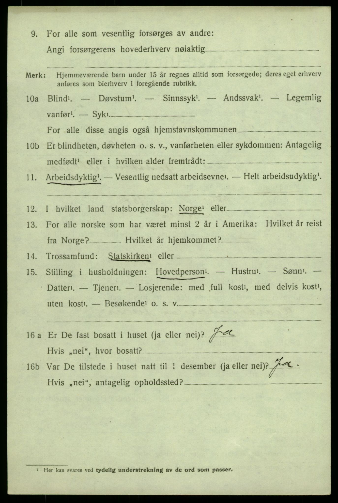SAB, 1920 census for Granvin, 1920, p. 1315