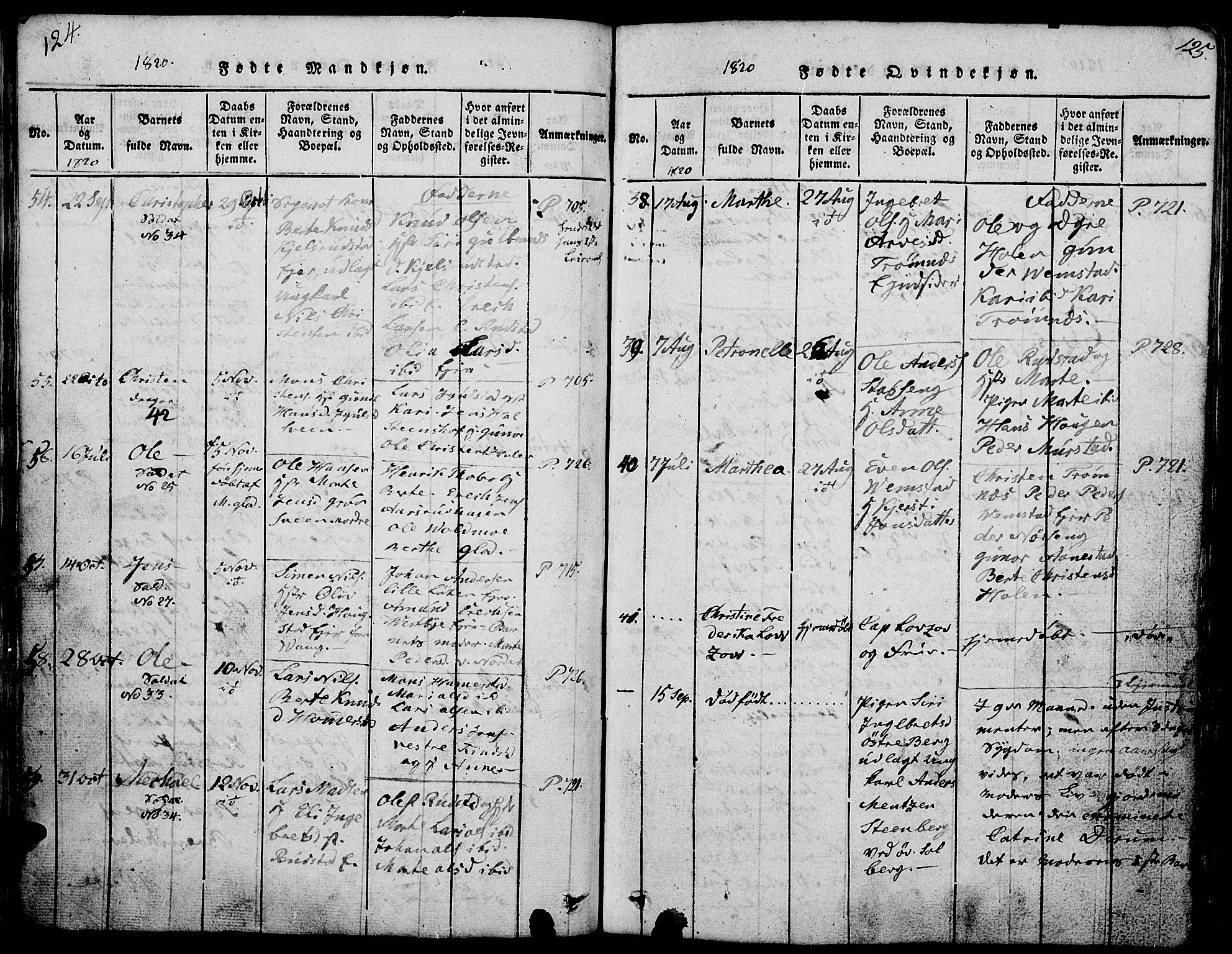 Løten prestekontor, AV/SAH-PREST-022/L/La/L0001: Parish register (copy) no. 1, 1812-1832, p. 124-125