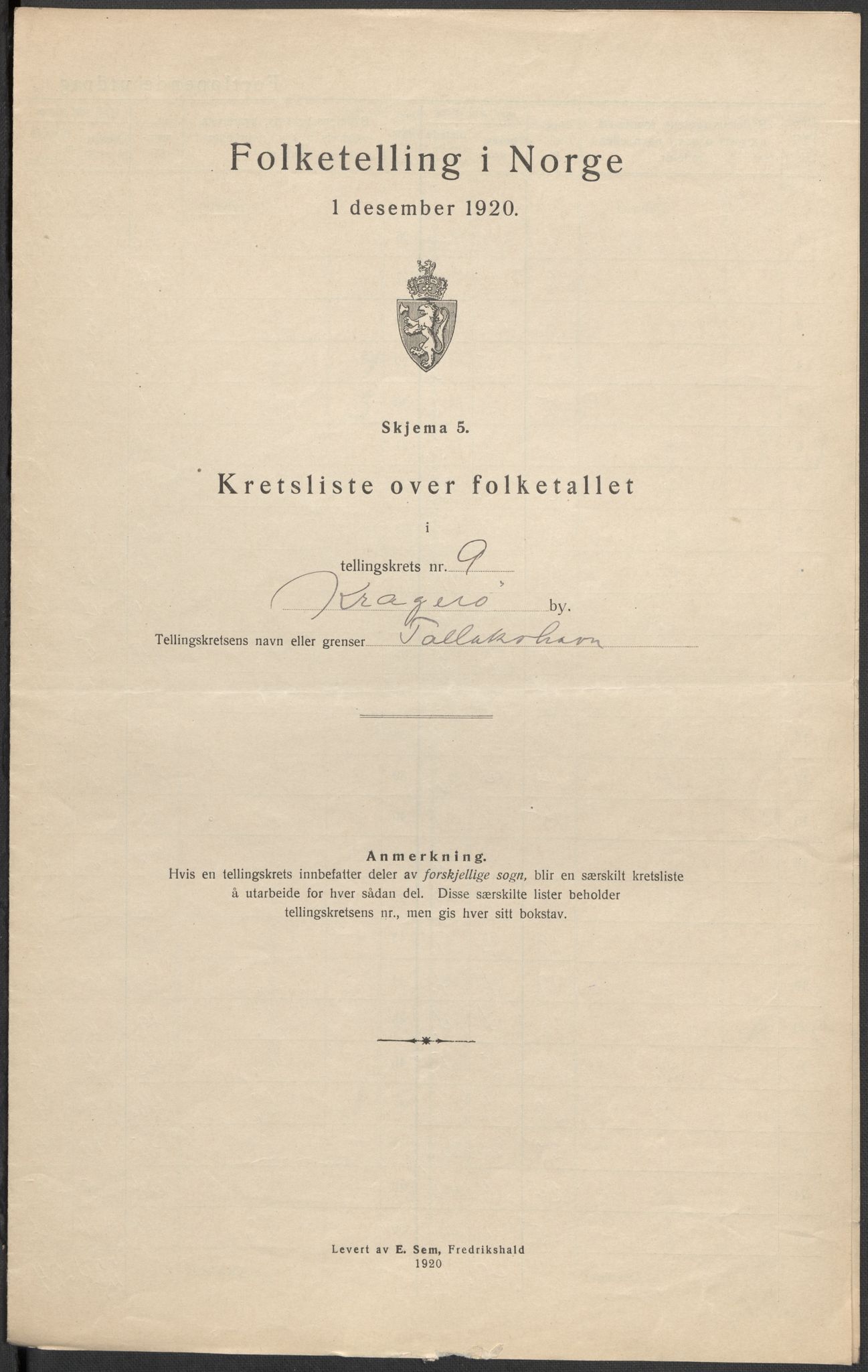 SAKO, 1920 census for Kragerø, 1920, p. 35