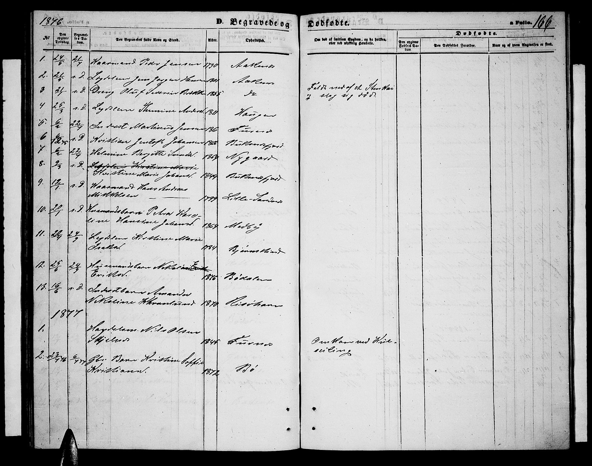 Ministerialprotokoller, klokkerbøker og fødselsregistre - Nordland, SAT/A-1459/898/L1426: Parish register (copy) no. 898C01, 1869-1886, p. 166