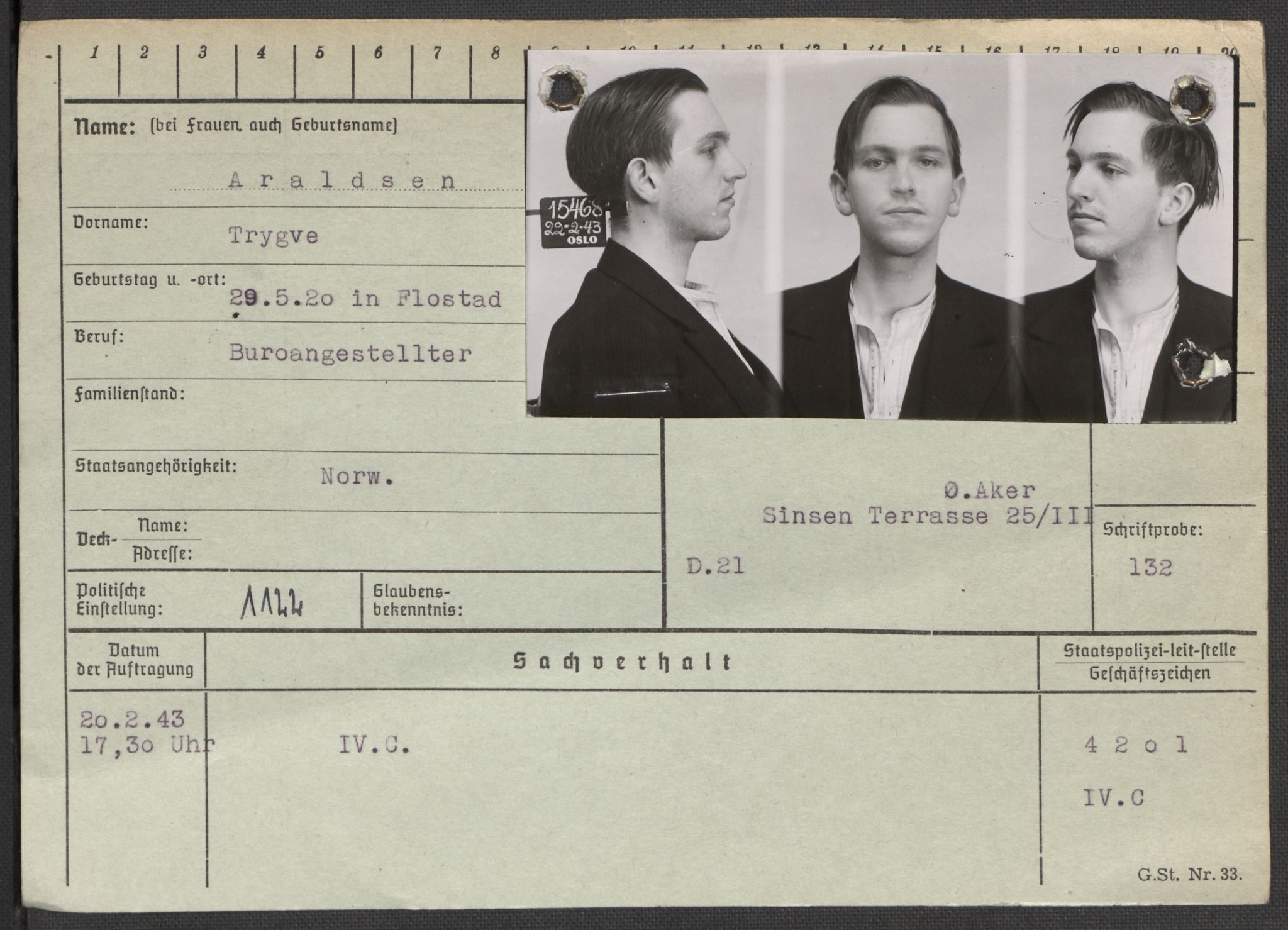 Befehlshaber der Sicherheitspolizei und des SD, RA/RAFA-5969/E/Ea/Eaa/L0001: Register over norske fanger i Møllergata 19: A-Bj, 1940-1945, p. 546