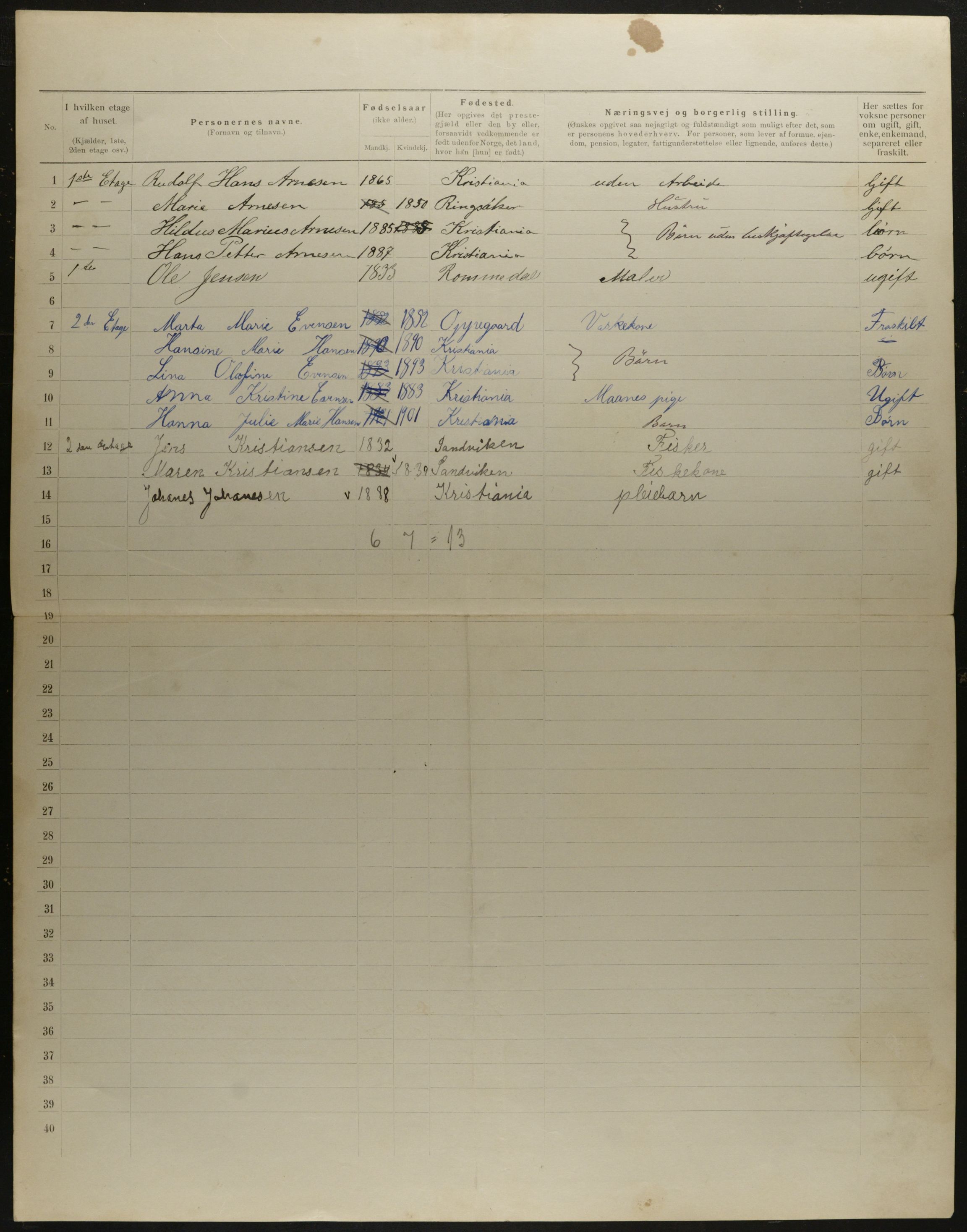 OBA, Municipal Census 1901 for Kristiania, 1901, p. 10027