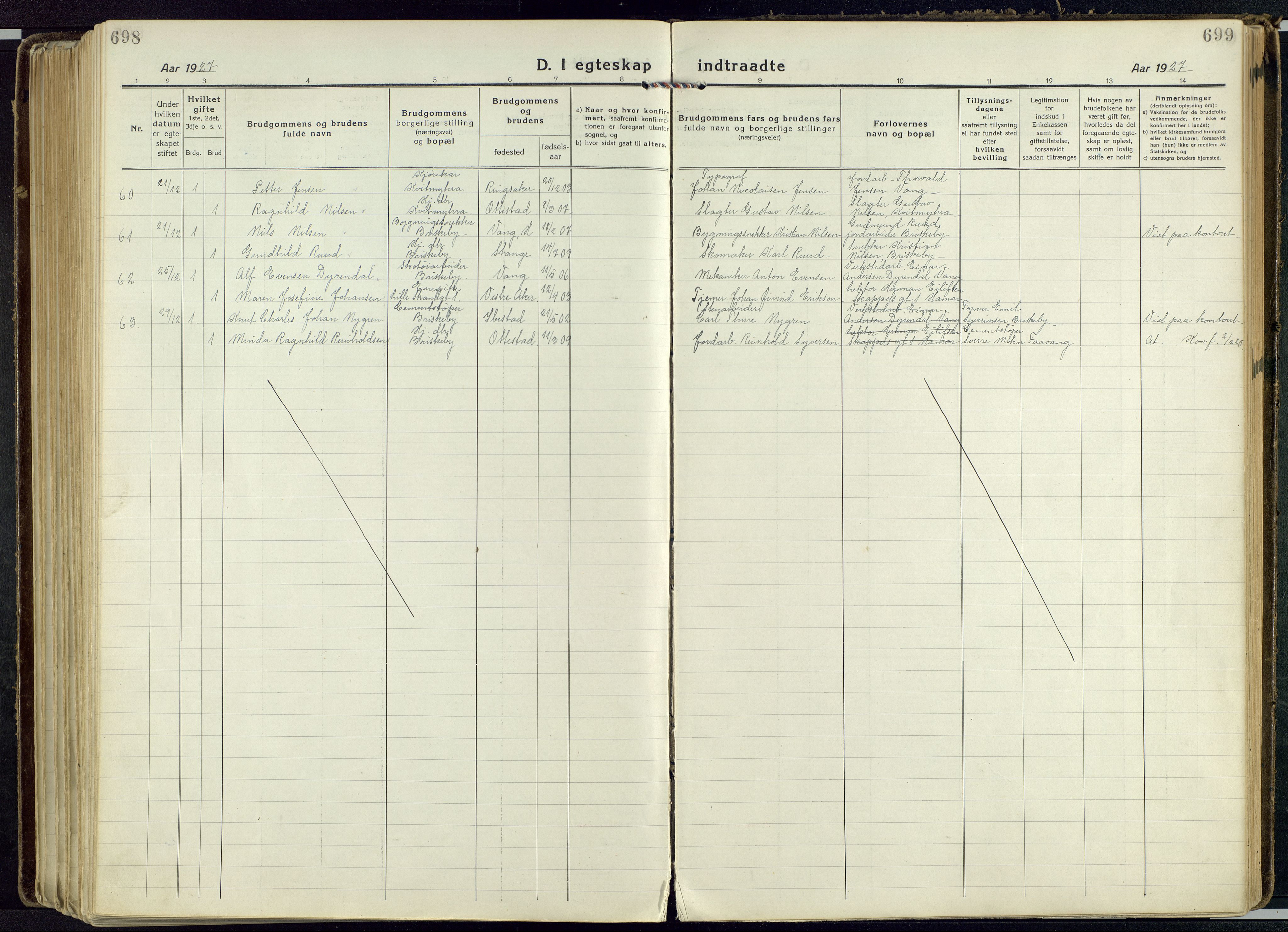 Vang prestekontor, Hedmark, SAH/PREST-008/H/Ha/Haa/L0022: Parish register (official) no. 22, 1918-1944, p. 698-699