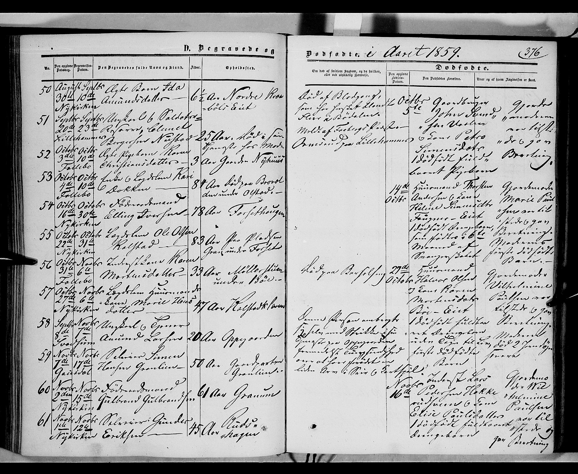 Gausdal prestekontor, SAH/PREST-090/H/Ha/Haa/L0008: Parish register (official) no. 8, 1850-1861, p. 376a