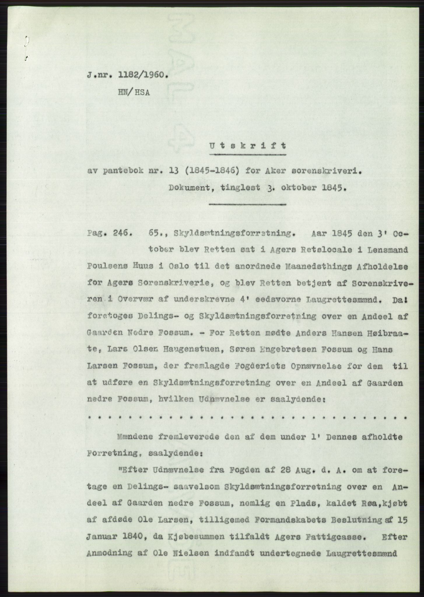 Statsarkivet i Oslo, SAO/A-10621/Z/Zd/L0012: Avskrifter, j.nr 802-1722/1960, 1960, p. 237