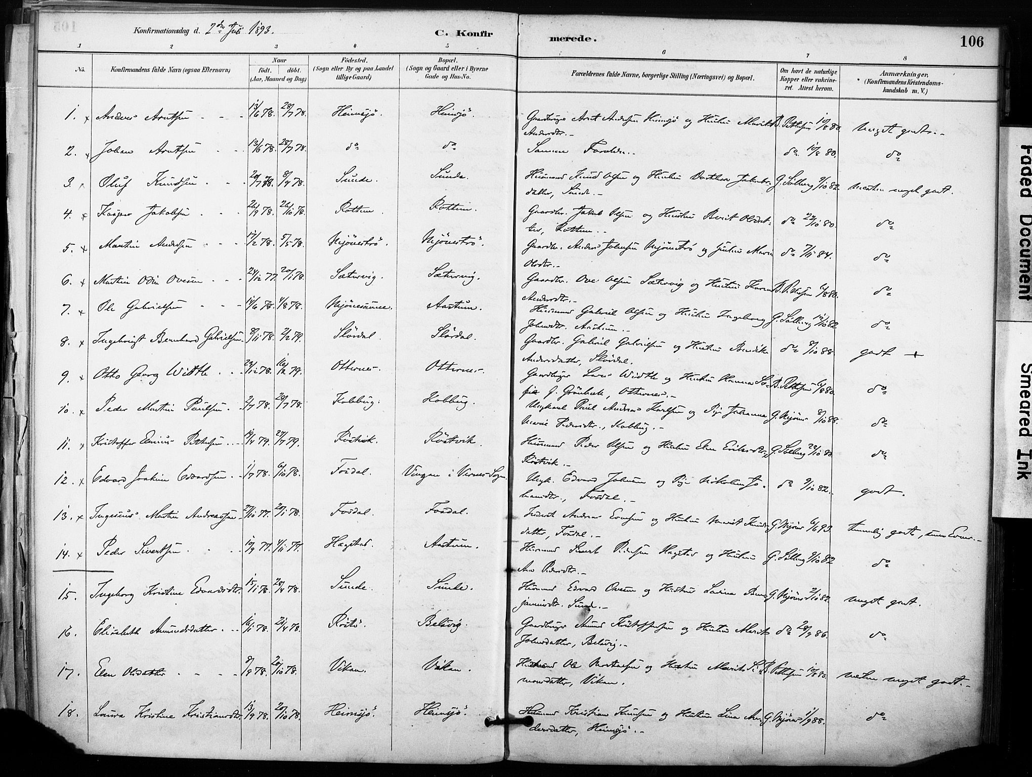 Ministerialprotokoller, klokkerbøker og fødselsregistre - Sør-Trøndelag, SAT/A-1456/633/L0518: Parish register (official) no. 633A01, 1884-1906, p. 106
