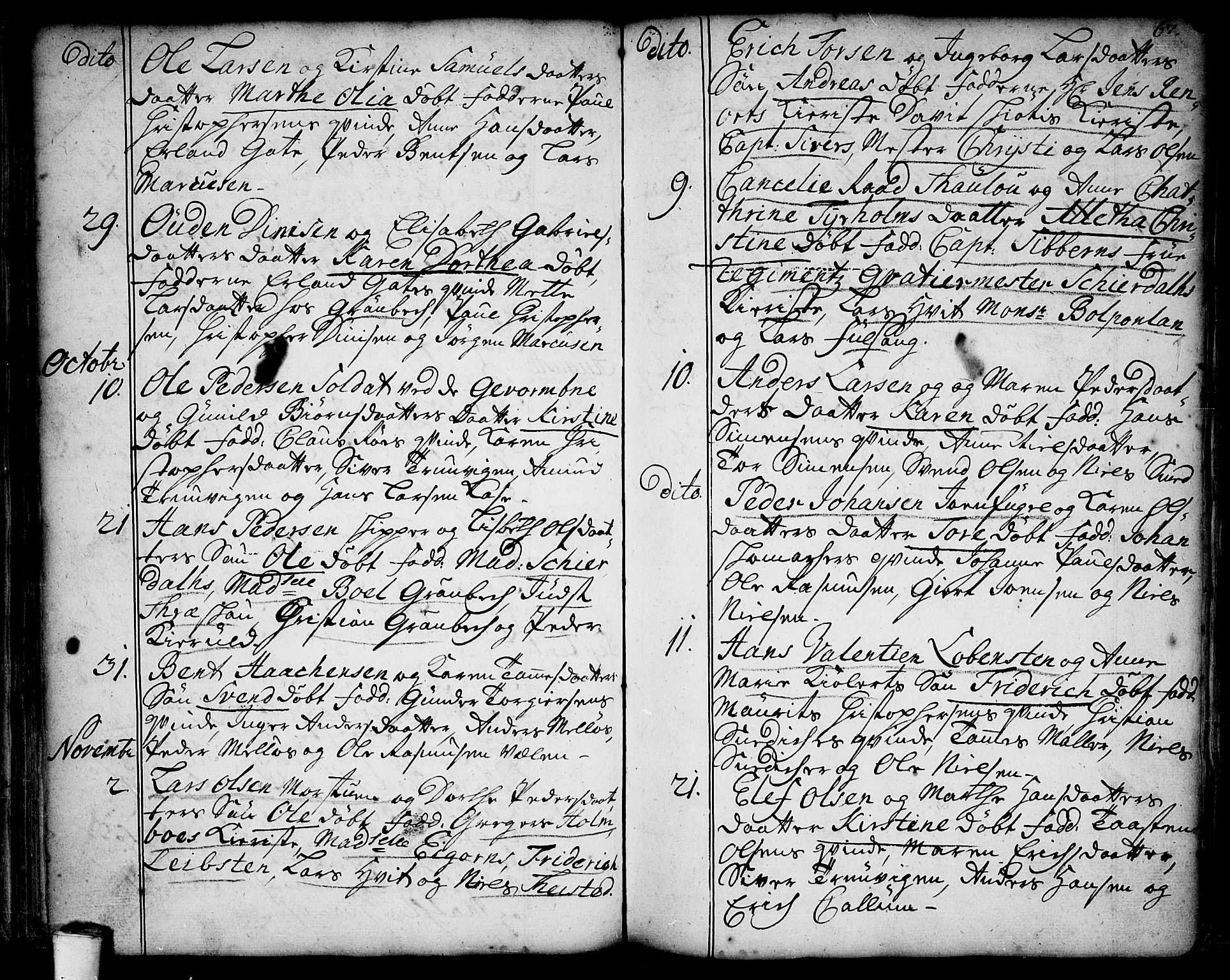 Moss prestekontor Kirkebøker, SAO/A-2003/F/Fa/L0001: Parish register (official) no. I 1, 1725-1752, p. 67