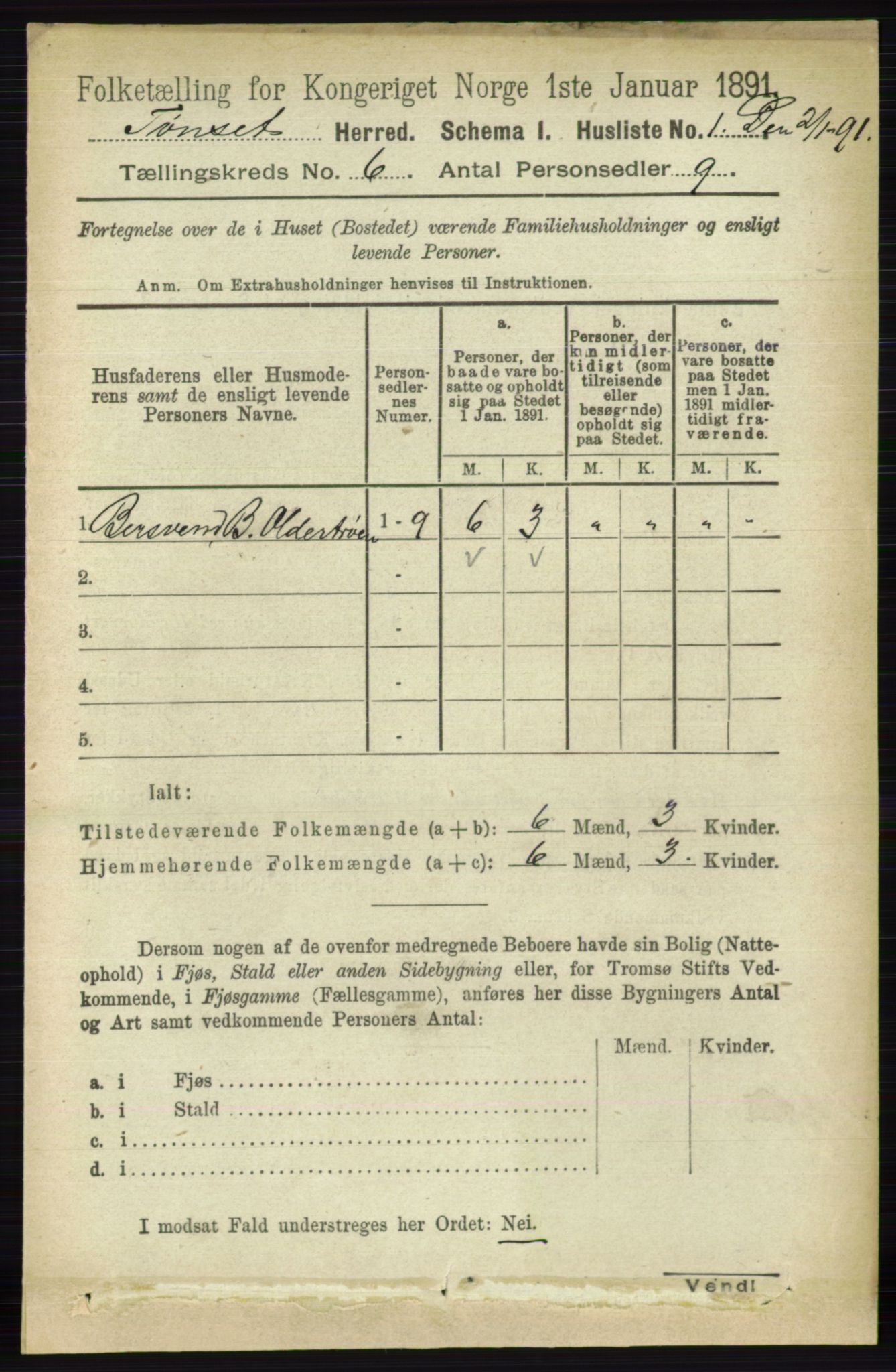 RA, 1891 census for 0437 Tynset, 1891, p. 1433