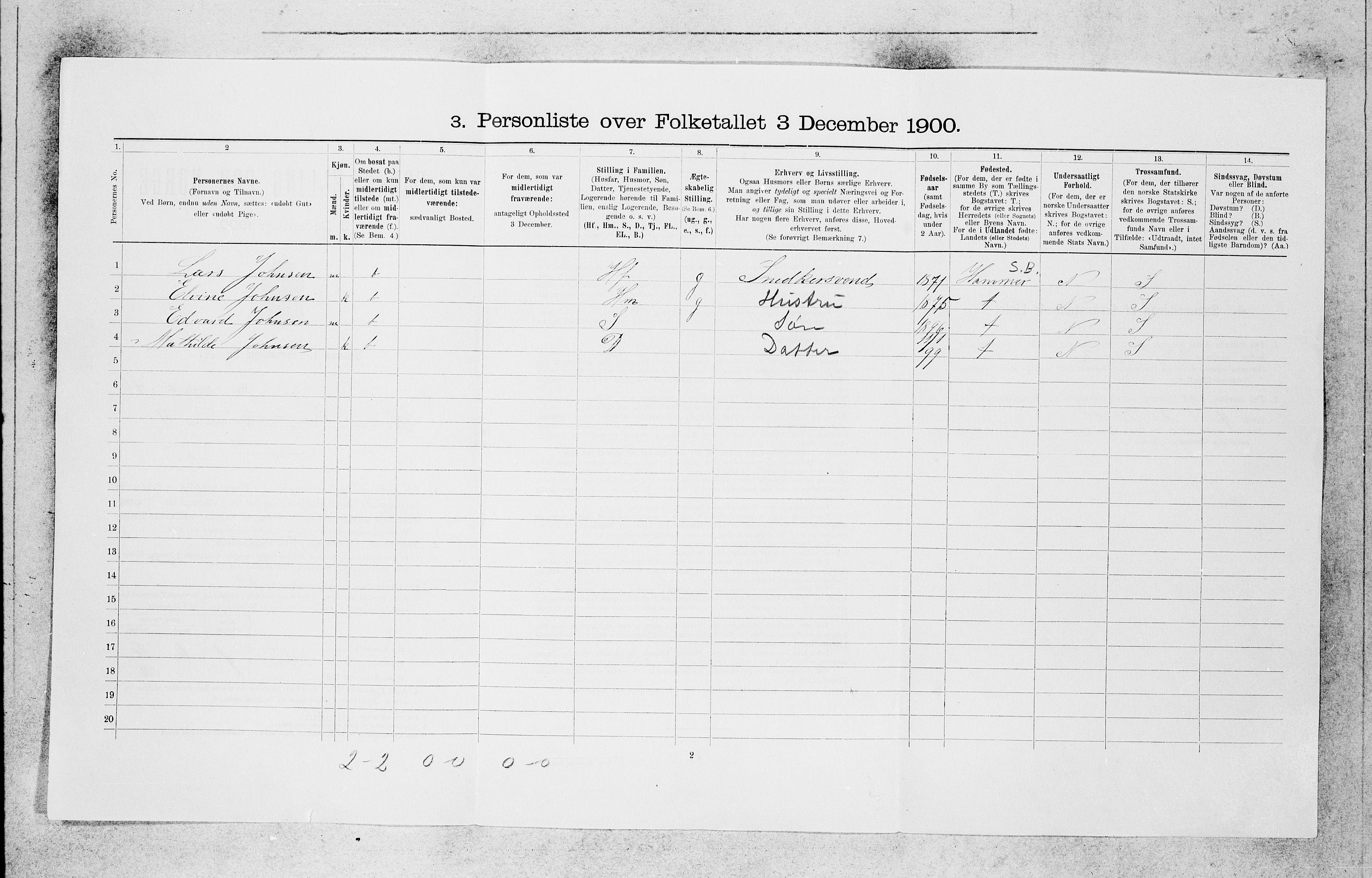 SAB, 1900 census for Bergen, 1900, p. 8451