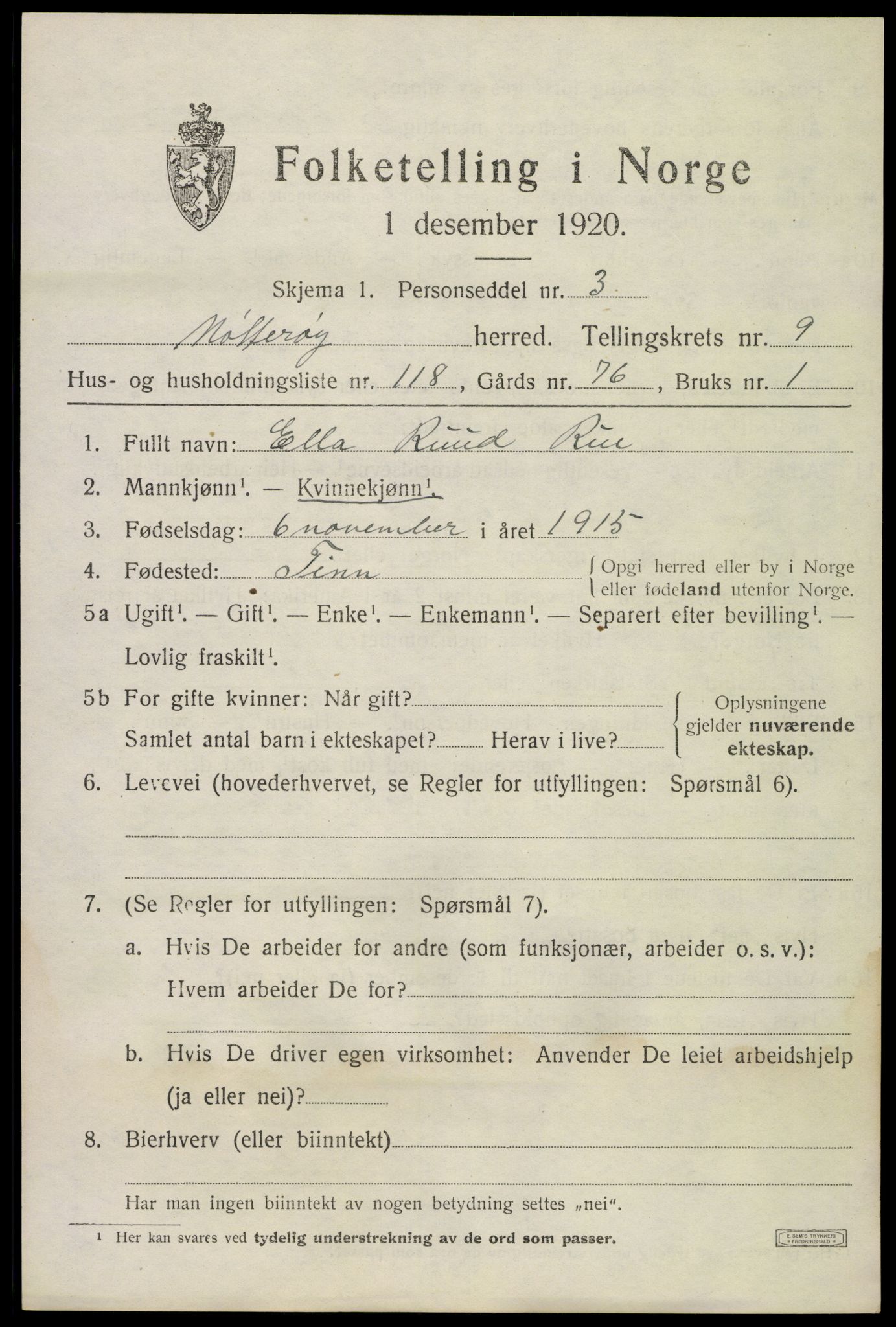SAKO, 1920 census for Nøtterøy, 1920, p. 12553