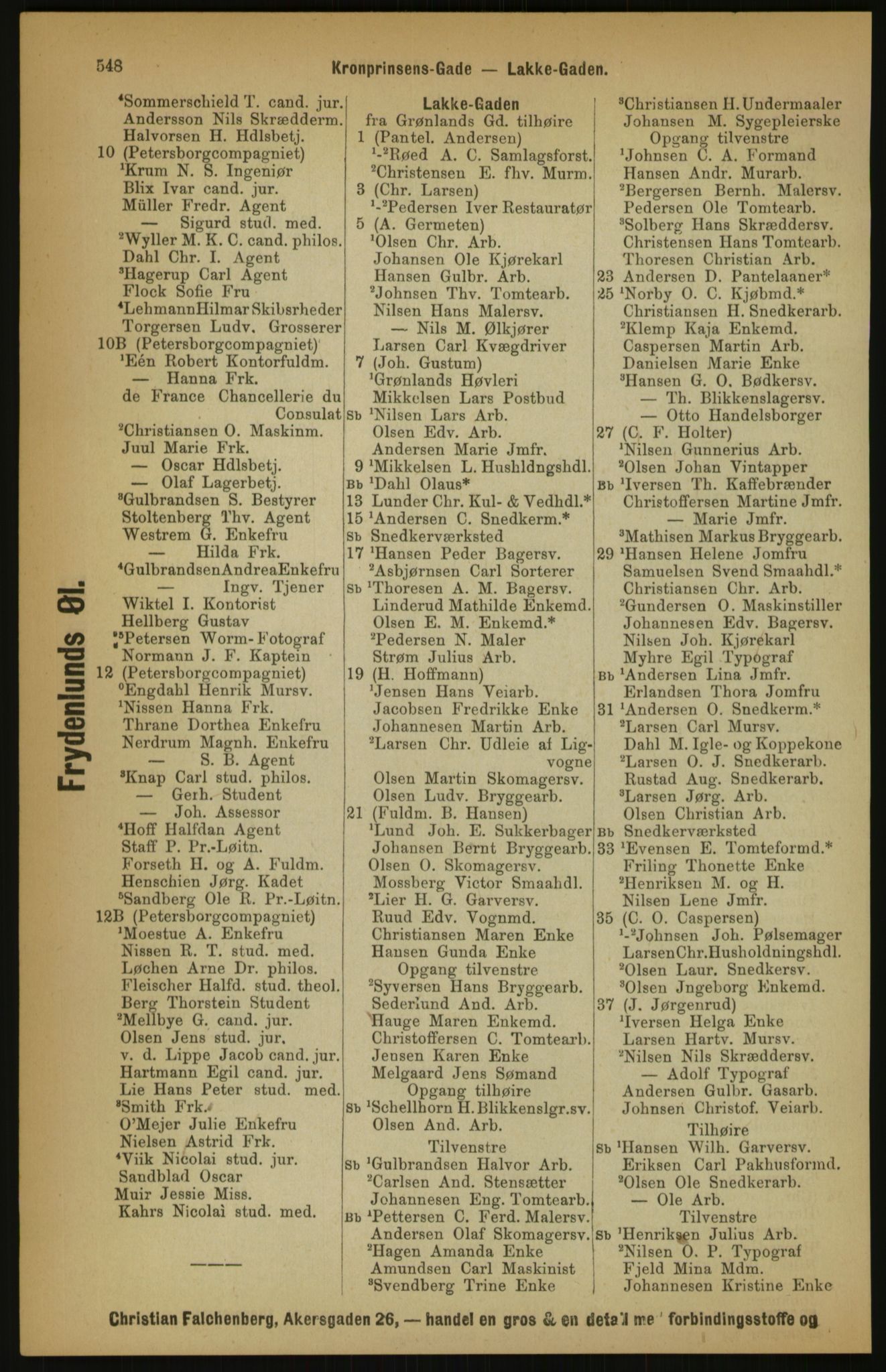 Kristiania/Oslo adressebok, PUBL/-, 1891, p. 548