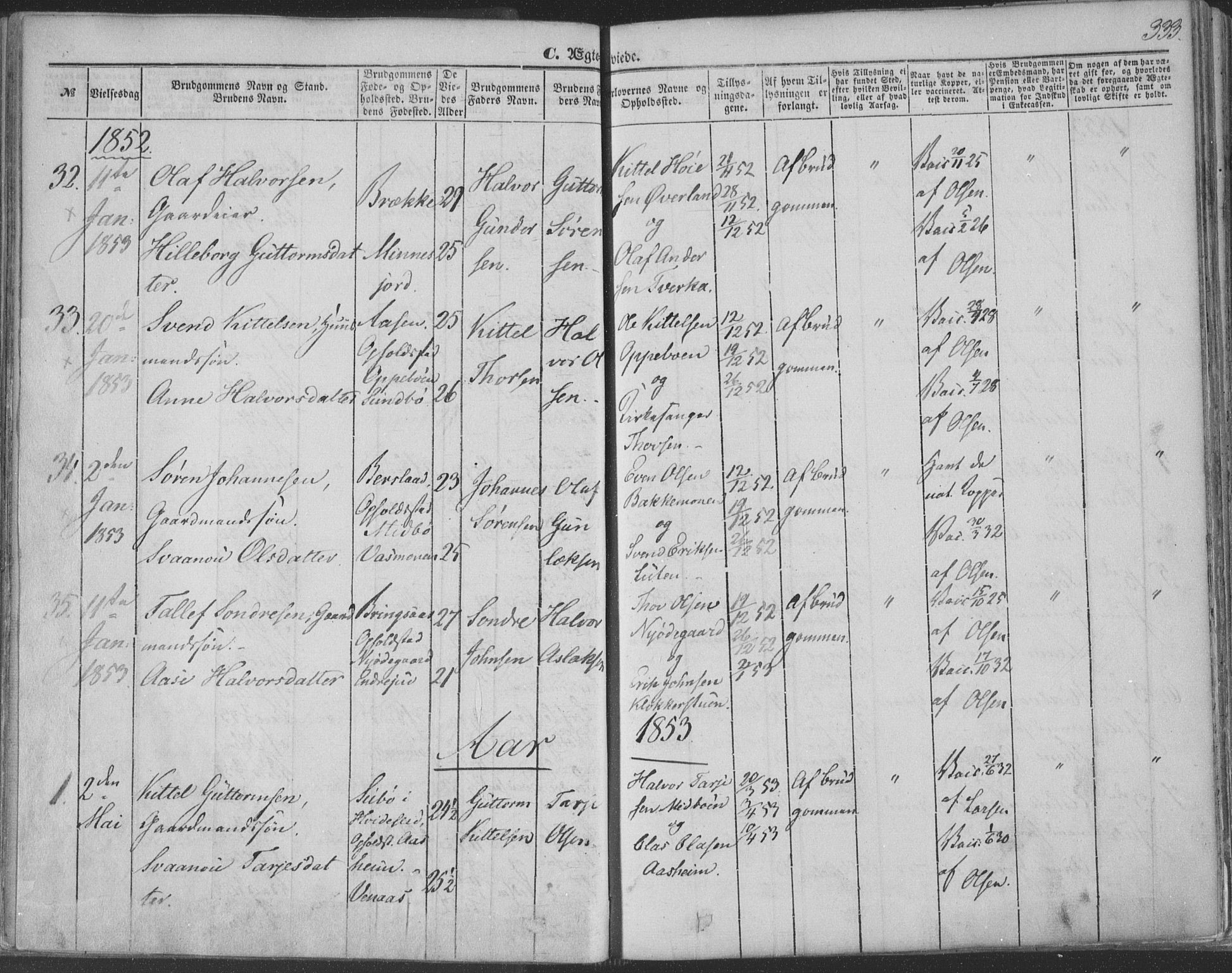 Seljord kirkebøker, SAKO/A-20/F/Fa/L012b: Parish register (official) no. I 12B, 1850-1865, p. 333