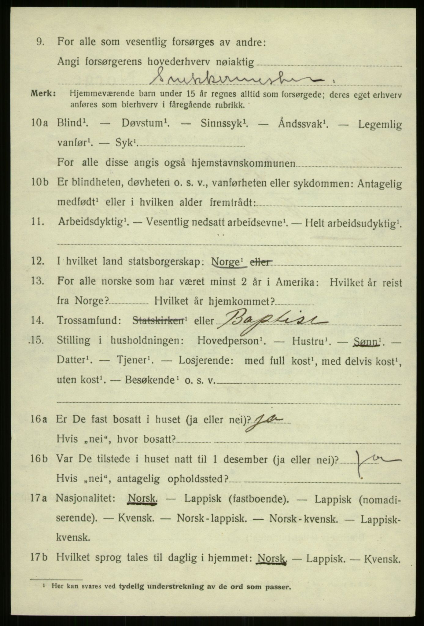 SATØ, 1920 census for Tromsø, 1920, p. 14920