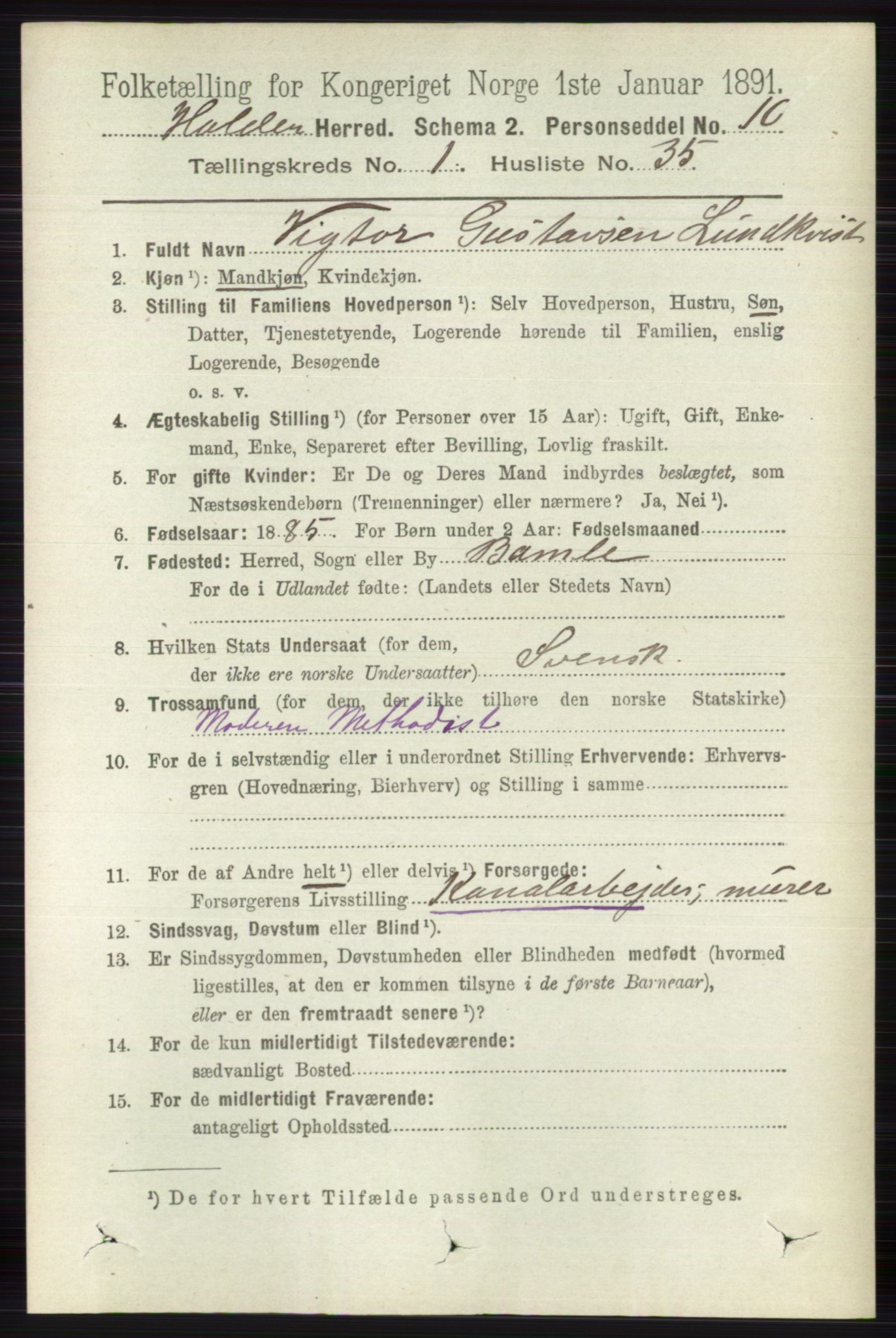 RA, 1891 census for 0819 Holla, 1891, p. 487