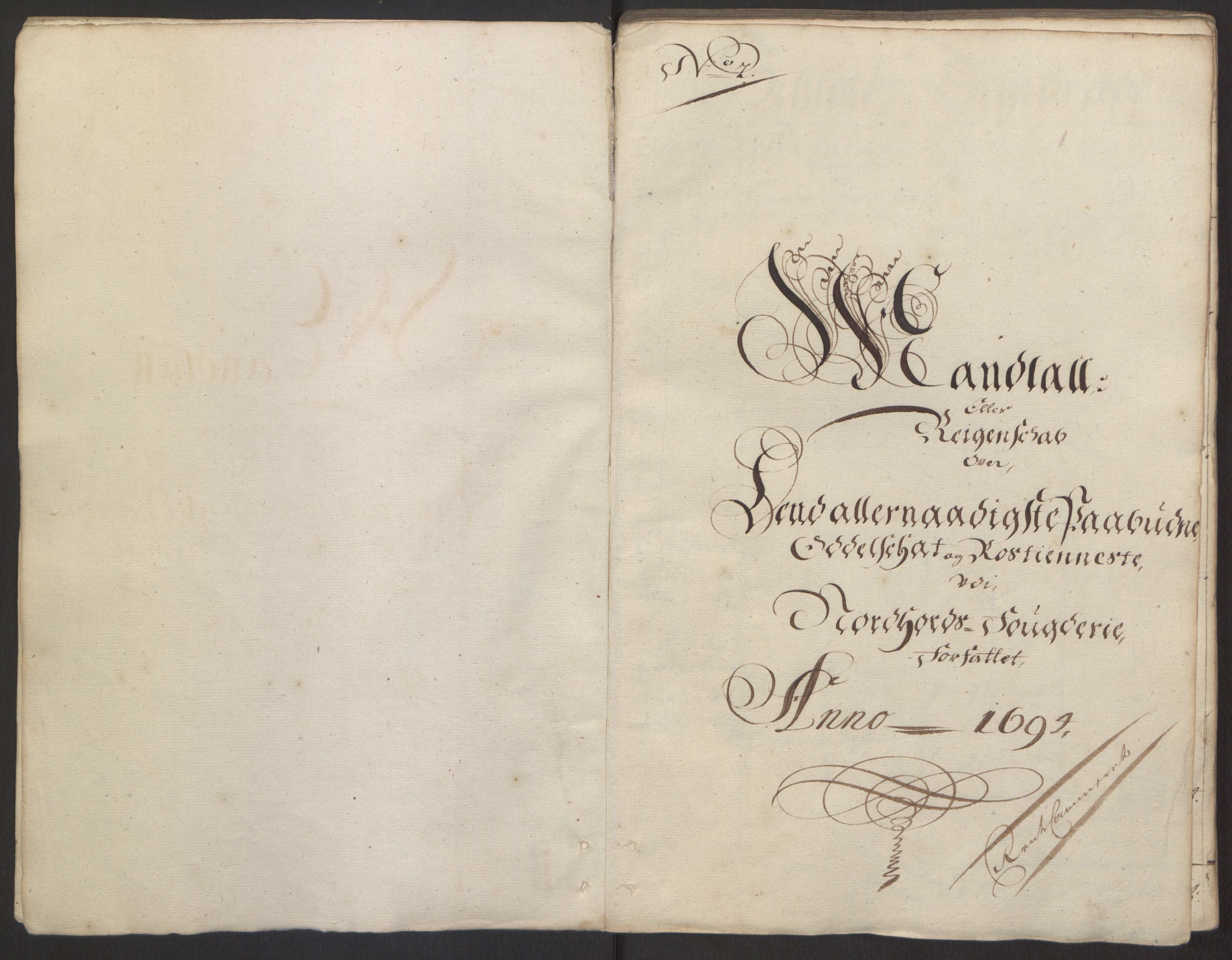 Rentekammeret inntil 1814, Reviderte regnskaper, Fogderegnskap, AV/RA-EA-4092/R51/L3182: Fogderegnskap Nordhordland og Voss, 1694, p. 194