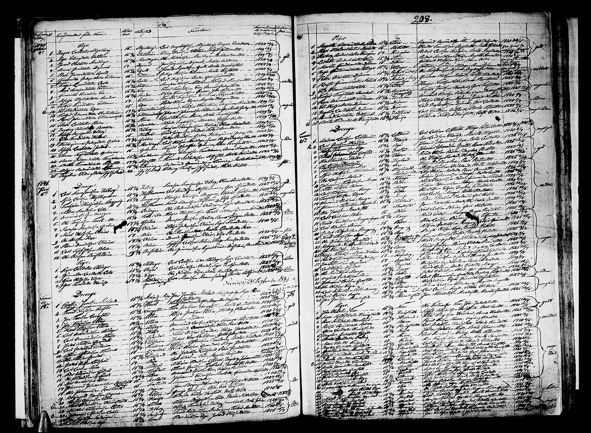 Ullensvang sokneprestembete, AV/SAB-A-78701/H/Haa: Parish register (official) no. A 10, 1825-1853, p. 208
